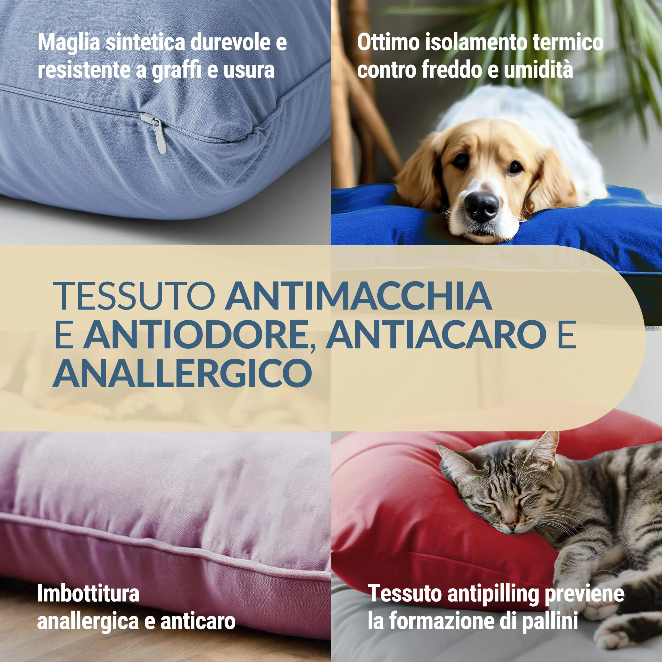 Dorian Home Cuccia per Cane e Gatto Sfoderabile e Lavabile, Extra Imbottito, Antimacchia e Resistente ai Graffi, 60 x 60 cm - immagine 4