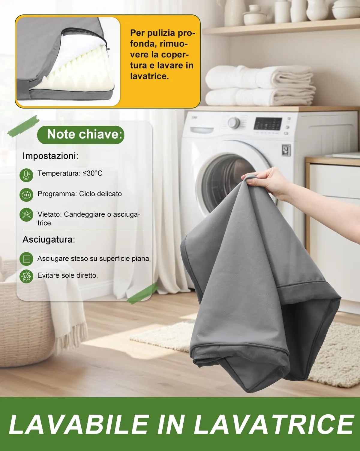 Favodormir Cuccia Cane Interno Ortopedica in Ecopelle Impermeabile, Grigio, 119 x 73 x 9 cm - immagine 5