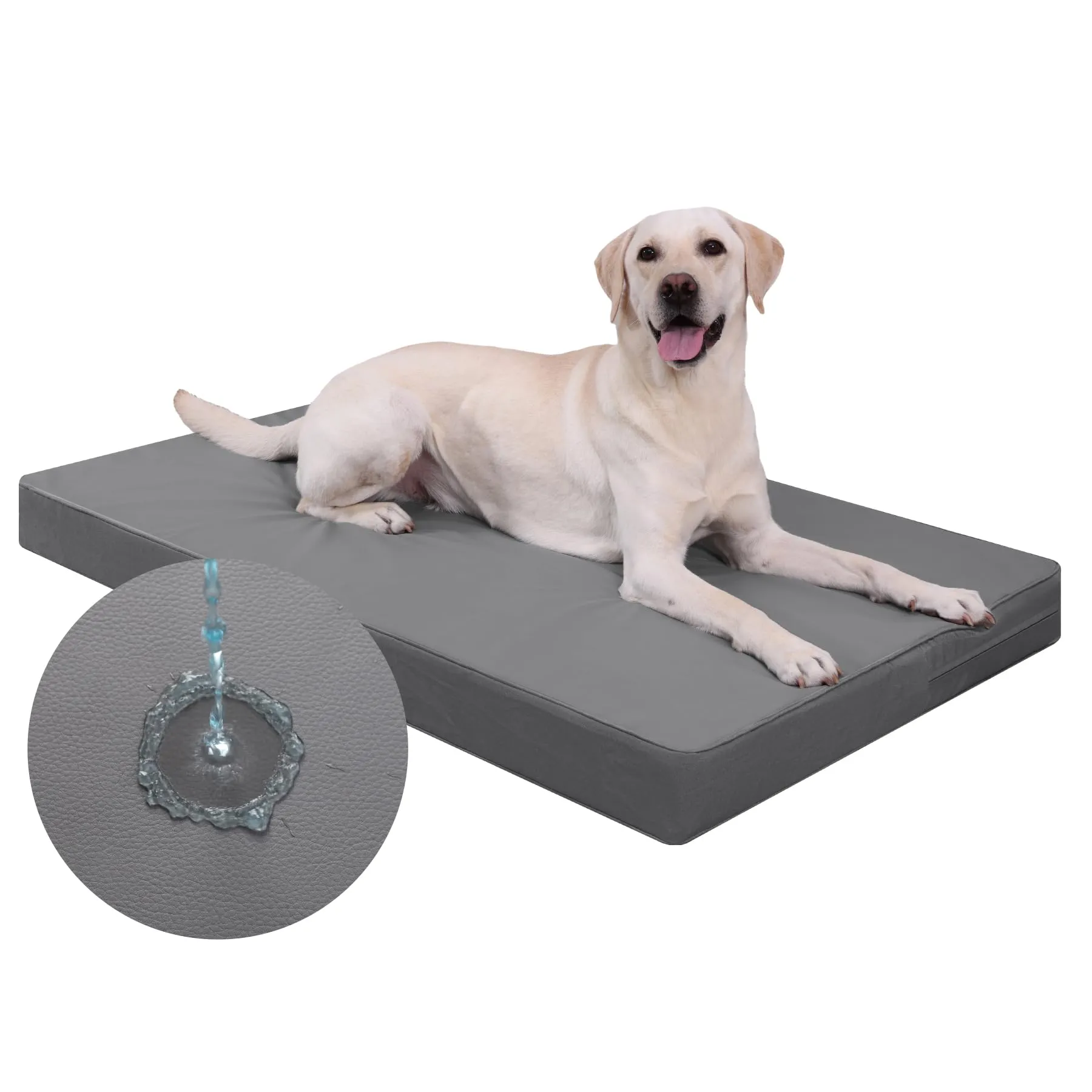 Favodormir Cuccia Cane Interno Impermeabile, Cuscino Ortopedico in Ecopelle, Grigio, 88 x 55 x 7 cm - immagine 1