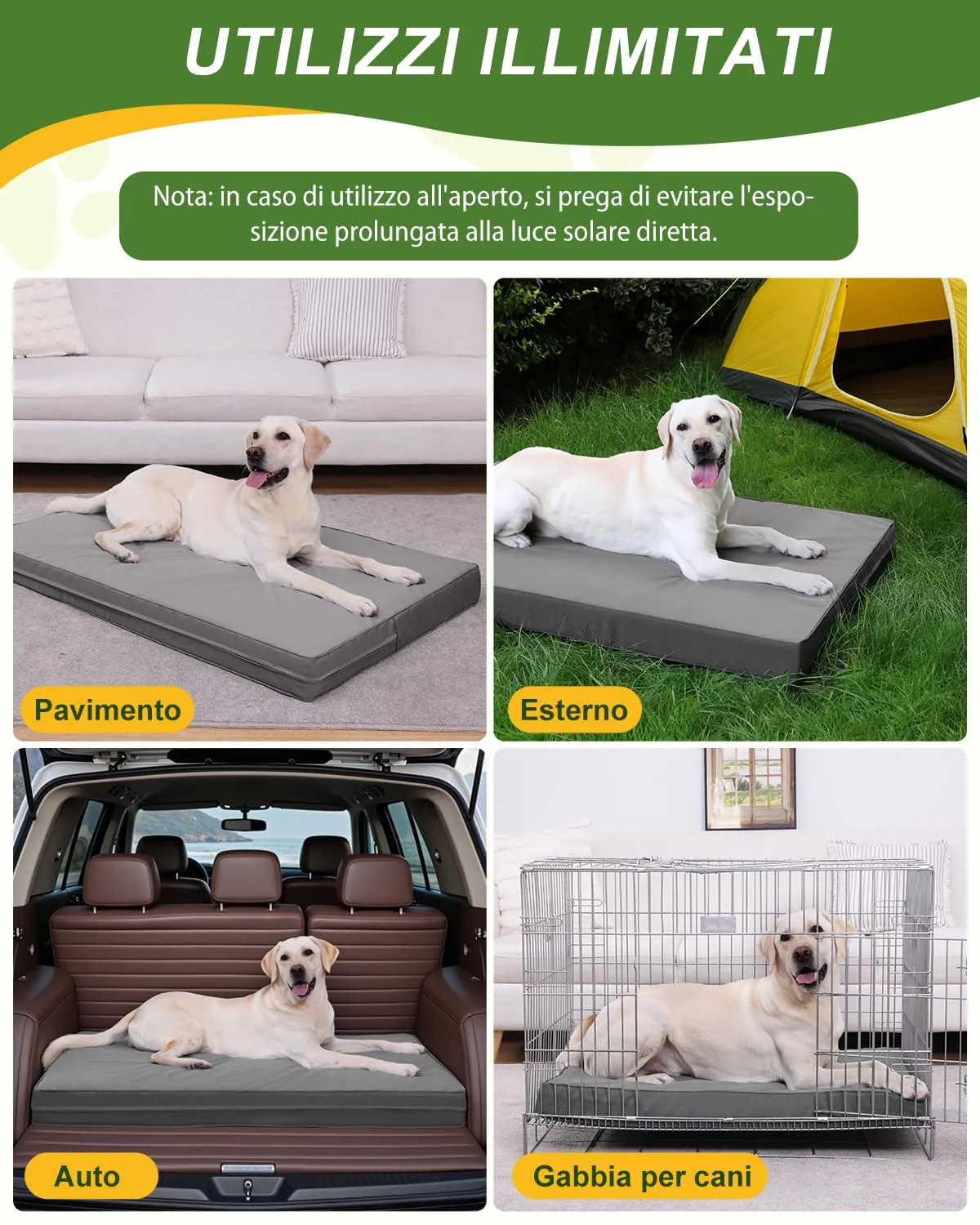 Favodormir Cuccia Cane Interno Impermeabile, Cuscino Ortopedico in Ecopelle, Grigio, 88 x 55 x 7 cm - immagine 6