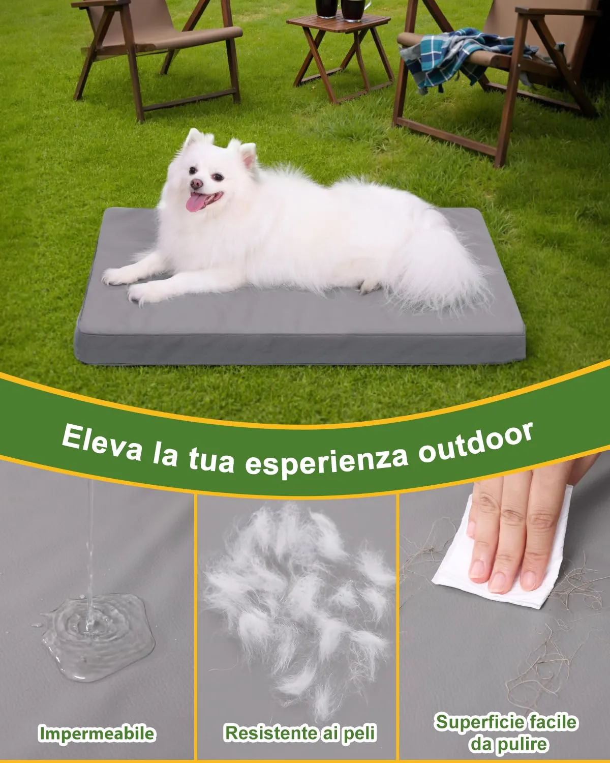 Favodormir Cuccia Cane Interno Ortopedica in Ecopelle Impermeabile, L58xP43xH7cm, Grigio - immagine 2