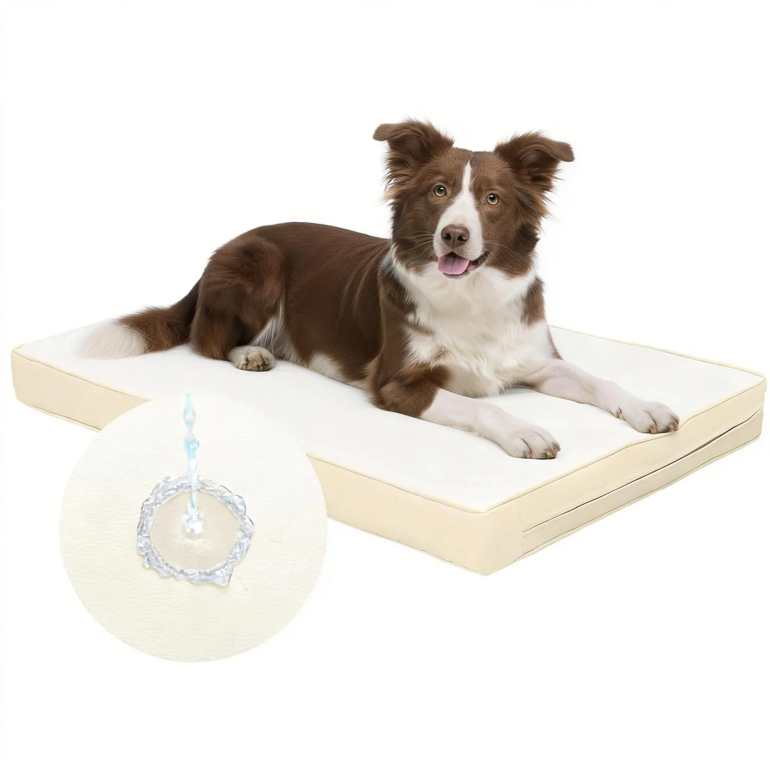 Favodormir Cuccia Cane Interno Ortopedica in Ecopelle Impermeabile, Beige, 104 x 68 x 8 cm - immagine 1