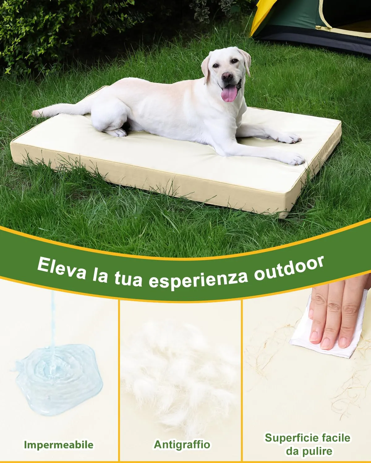 Favodormir Cuccia Cane Interno Ortopedica in Ecopelle Impermeabile, Beige, 104 x 68 x 8 cm - immagine 2