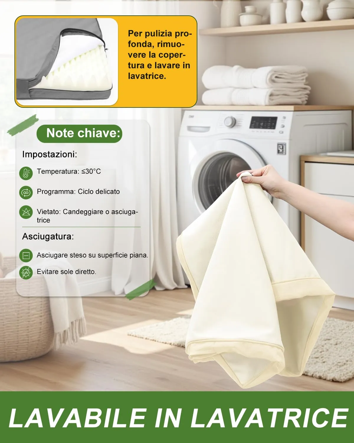 Favodormir Cuccia Cane Interno Ortopedica in Ecopelle Impermeabile, Beige, 104 x 68 x 8 cm - immagine 5