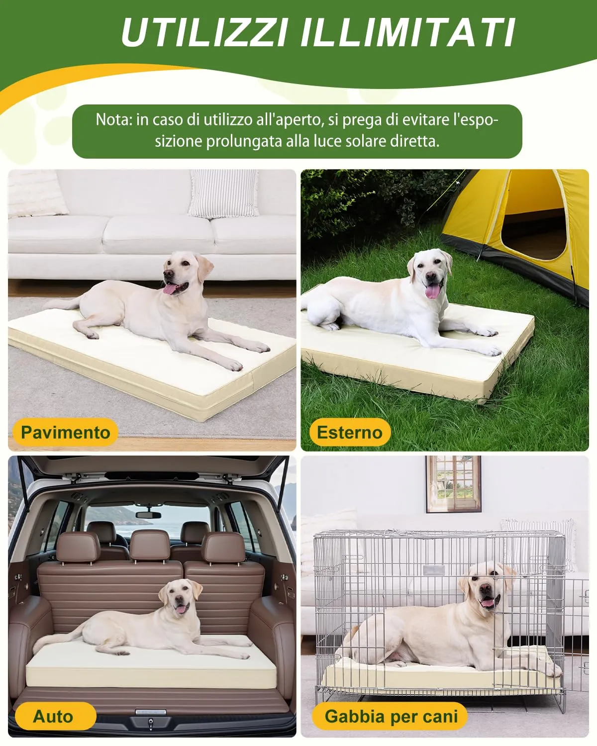 Favodormir Cuccia Cane Interno Ortopedica in Ecopelle Impermeabile, Beige, 104 x 68 x 8 cm - immagine 6