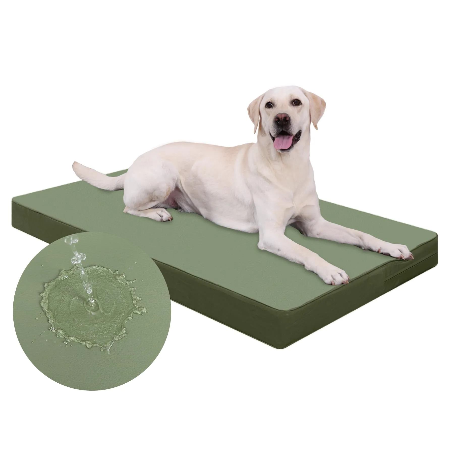Favodormir Cuccia Cane Interno Ortopedica in Ecopelle Impermeabile, Verde, 119x73x9cm - immagine 1