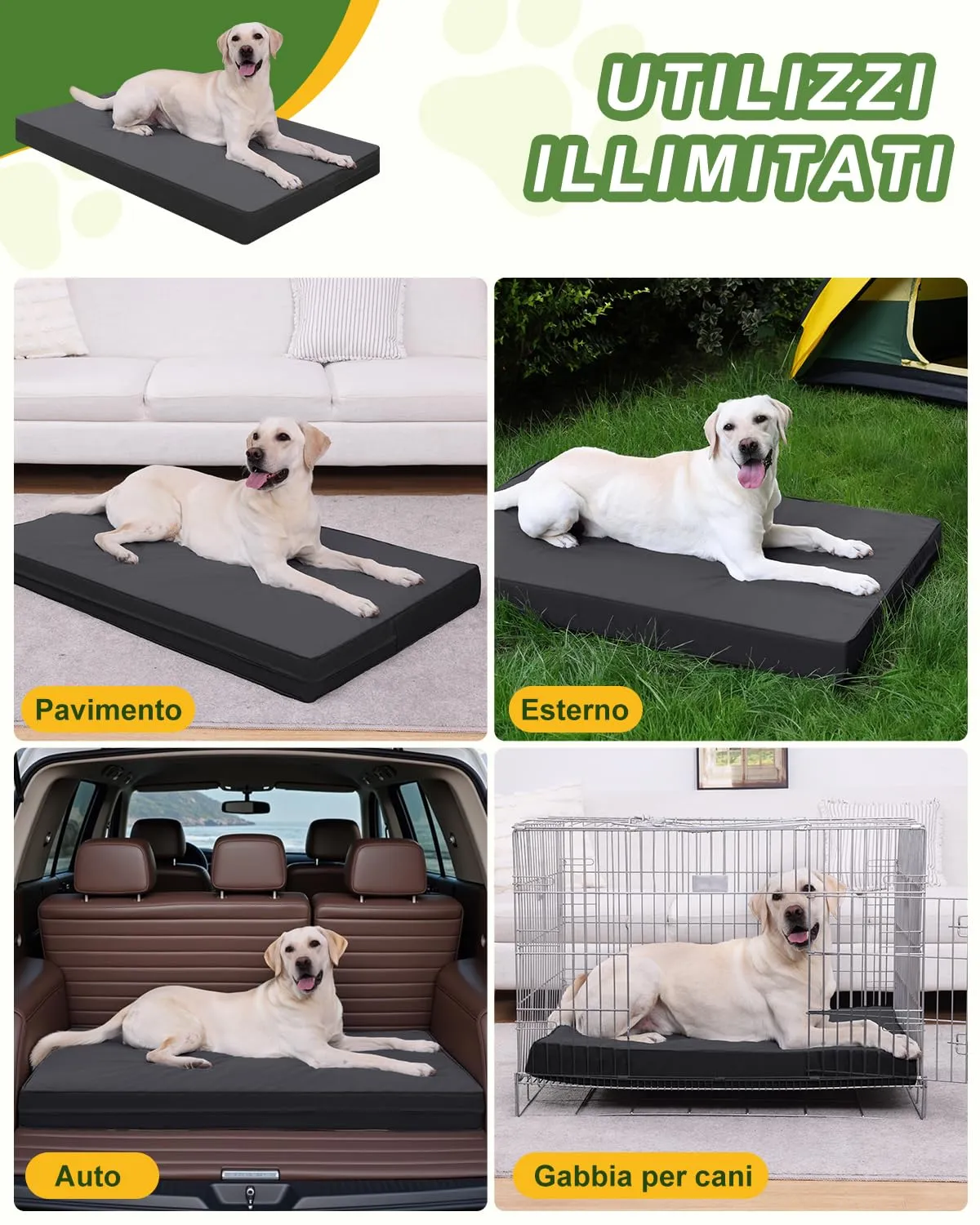 Favodormir Cuccia Cane Interno Ortopedica in Ecopelle Impermeabile, Nero, 134 x 91 x 9 cm - immagine 7