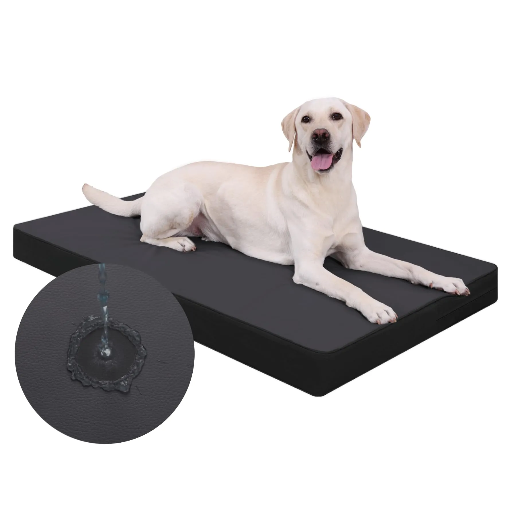 Favodormir Cuccia Cane Interno Ortopedica in Ecopelle, Nero, 111 x 81 x 9 cm - immagine 1