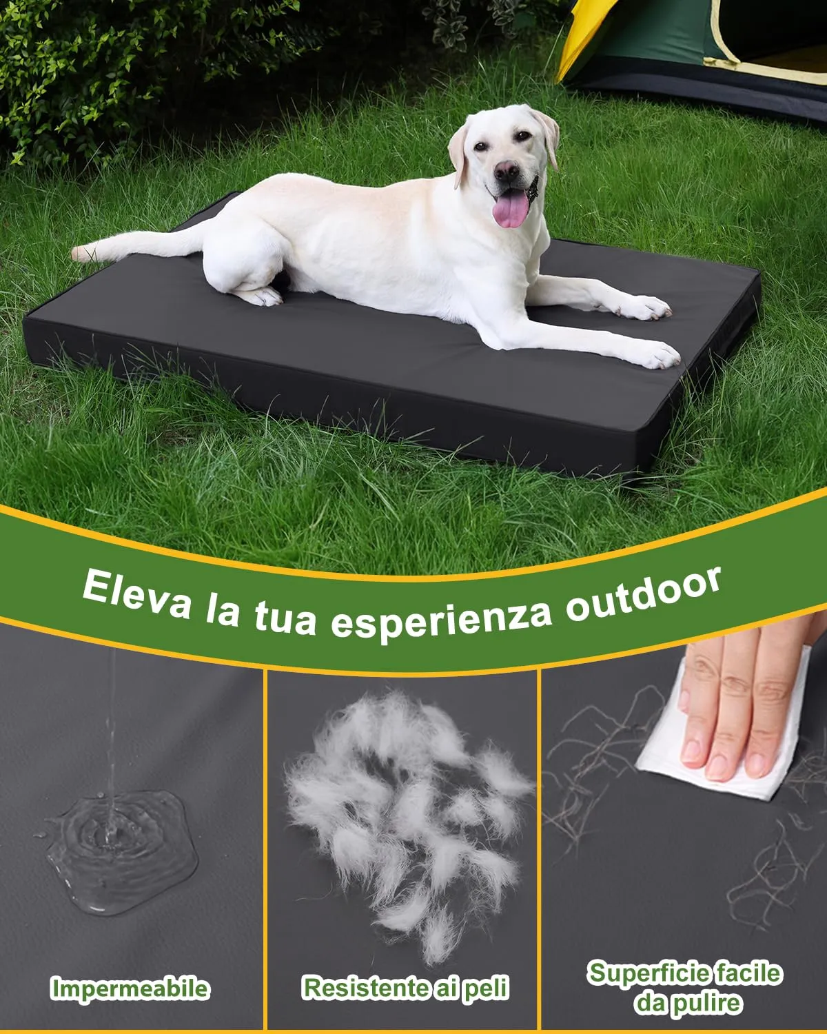 Favodormir Cuccia Cane Interno Ortopedica in Ecopelle Impermeabile, Nero, 119 x 73 x 9 cm - immagine 2