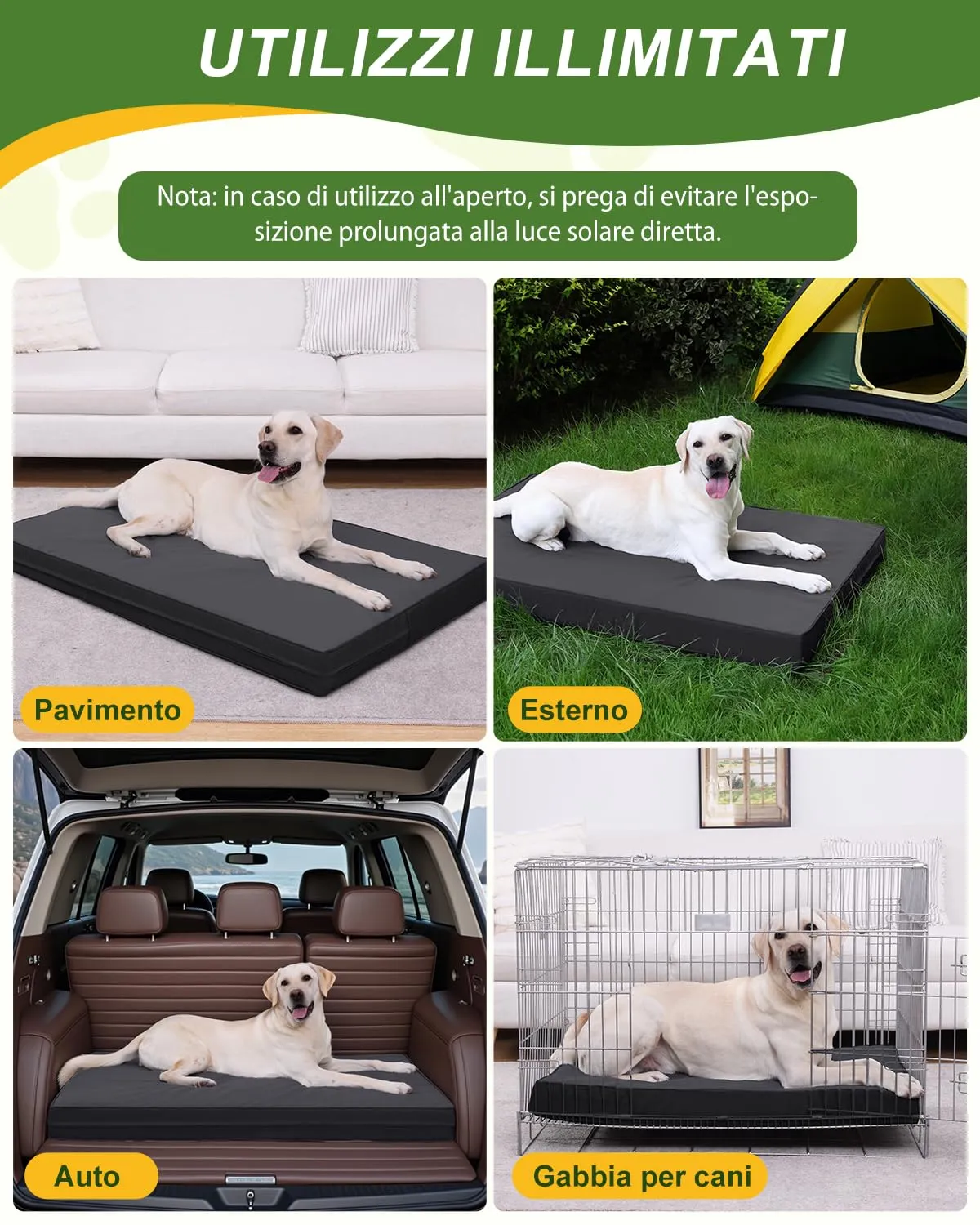 Favodormir Cuccia Cane Interno Ortopedica in Ecopelle Impermeabile, Nero, 119 x 73 x 9 cm - immagine 5