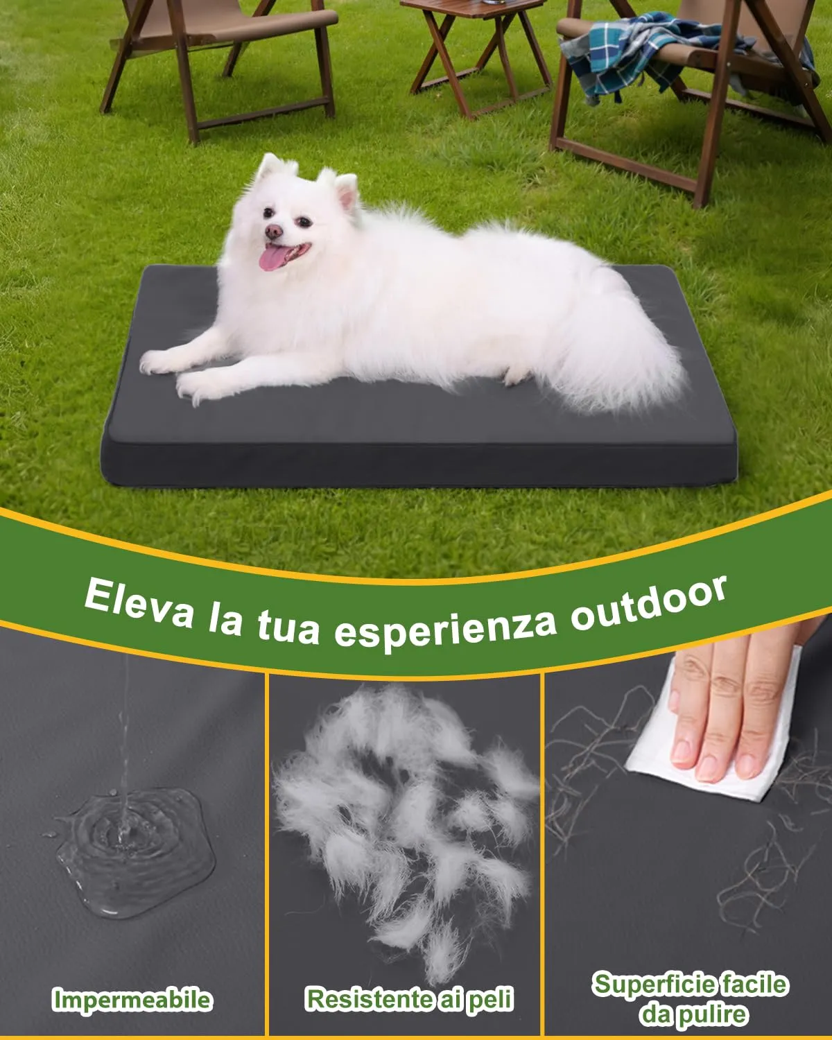 Favodormir Cuccia Cane Interno Ortopedica in Ecopelle Impermeabile, Nero, 73 x 45 x 7 cm - immagine 2