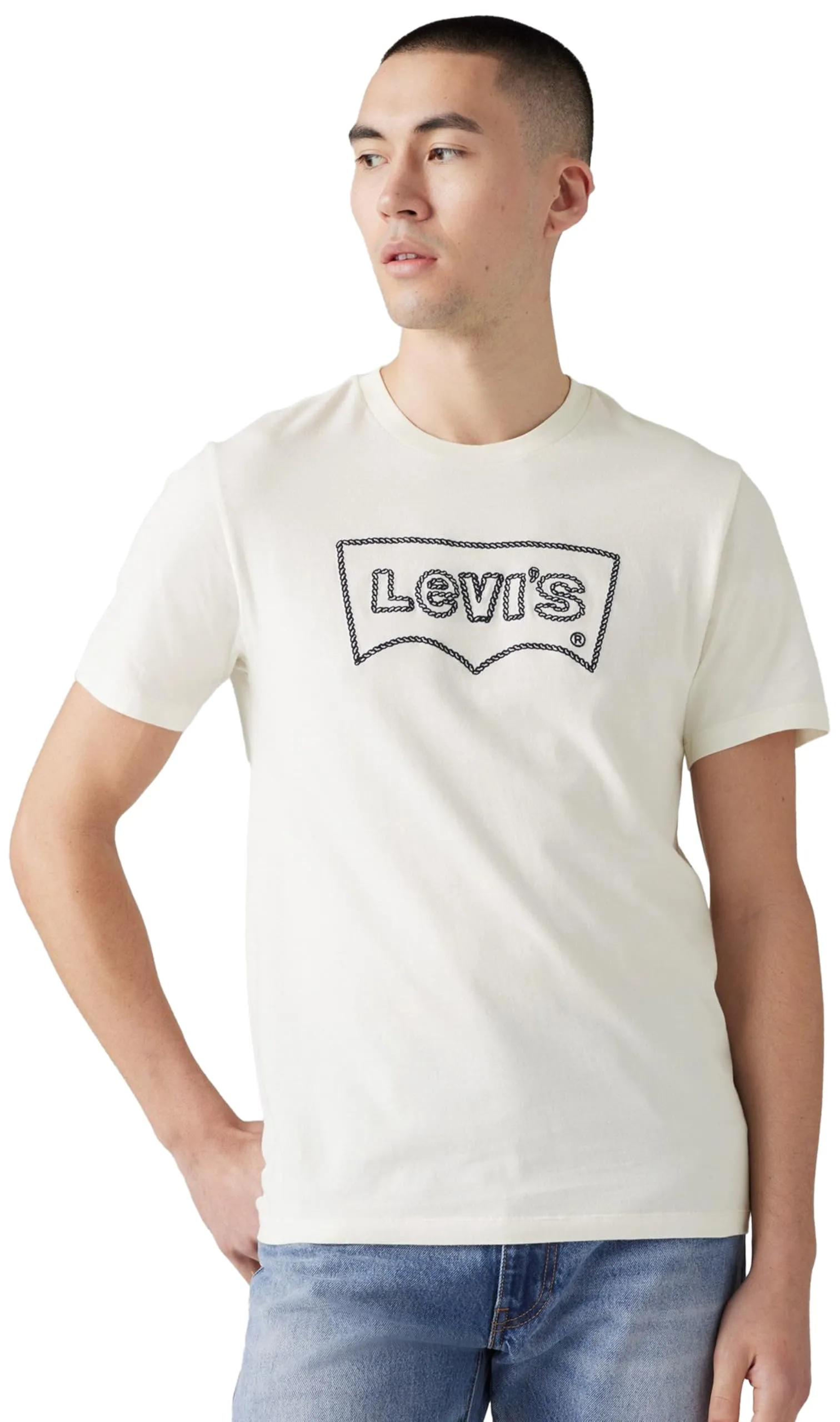 Levi's Graphic Crewneck Tee, Rope Batwing Vw Egret, XS - immagine 3