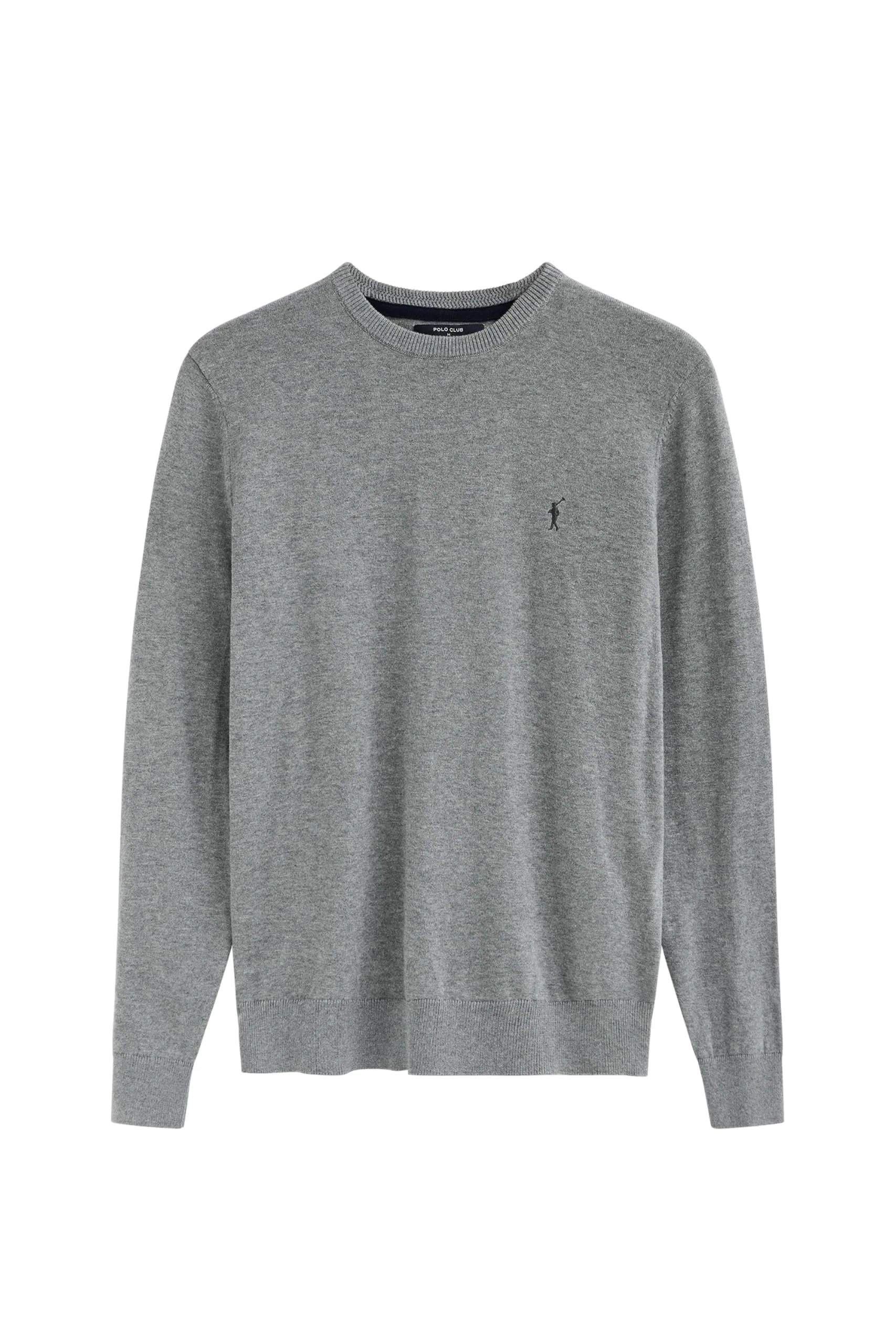 Polo Club Maglione Uomo Basico Grigio 100% Cotone con Logo Ricamato - immagine 6