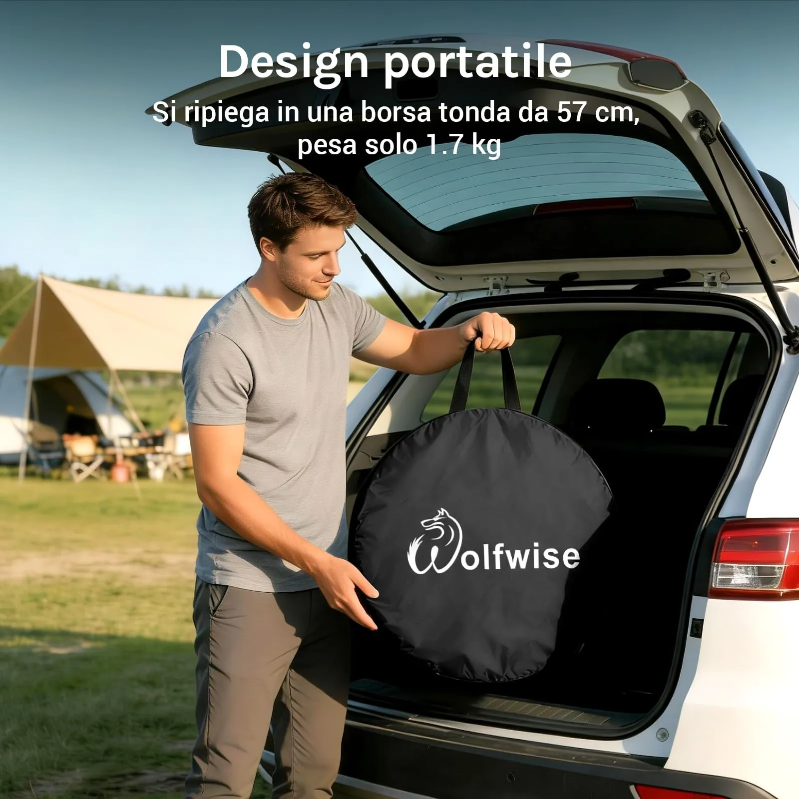 Wolfwise Tenda Pop-Up per Campeggio, Spogliatoio, Doccia e WC, 120 x 120 x 190 cm, Nero - immagine 6