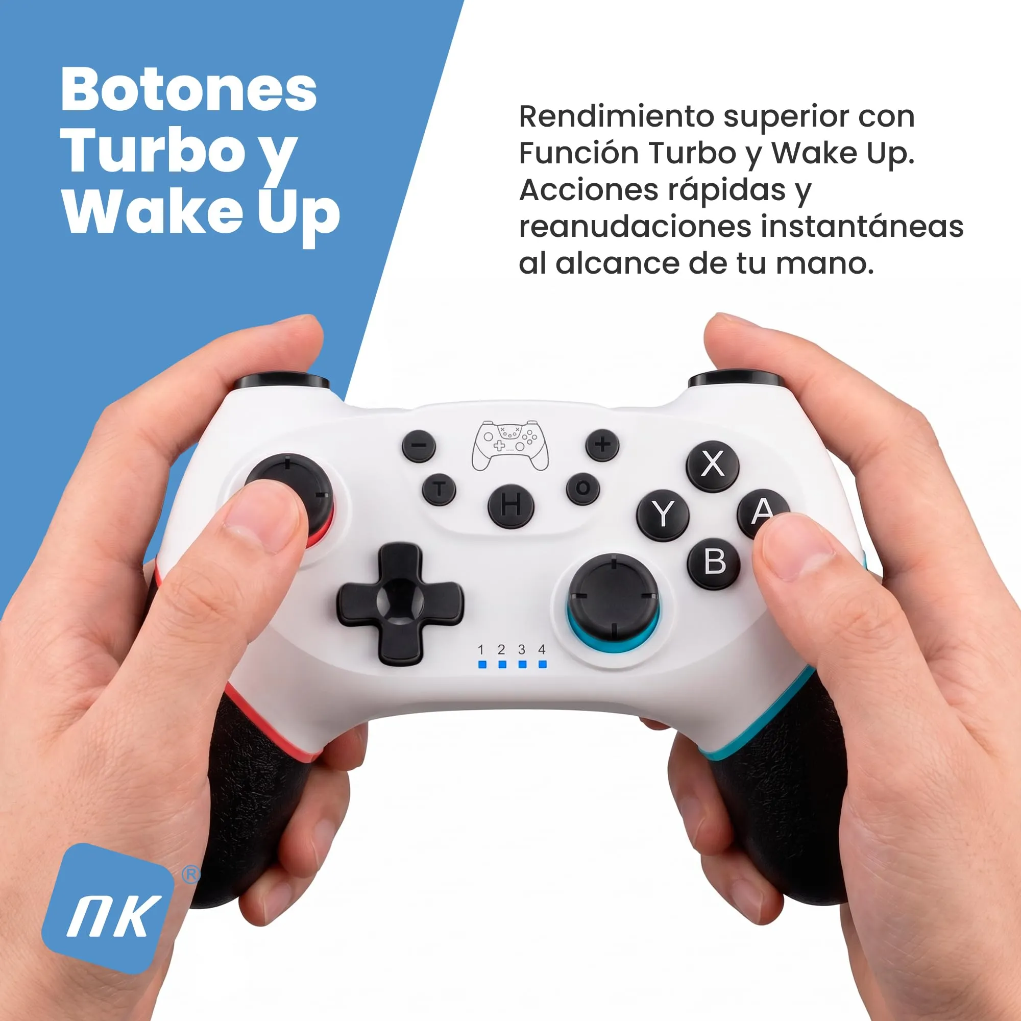 NK Telecomando Switch Wireless per Switch, OLED, Lite, Pro, Bluetooth, 6 assi, Macro, Turbo, Doppia Vibrazione, Bianco - immagine 6
