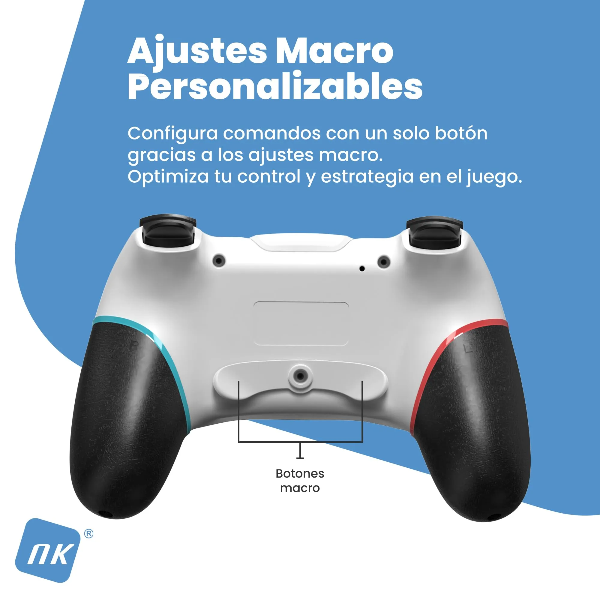 NK Telecomando Switch Wireless per Switch, OLED, Lite, Pro, Bluetooth, 6 assi, Macro, Turbo, Doppia Vibrazione, Bianco - immagine 8
