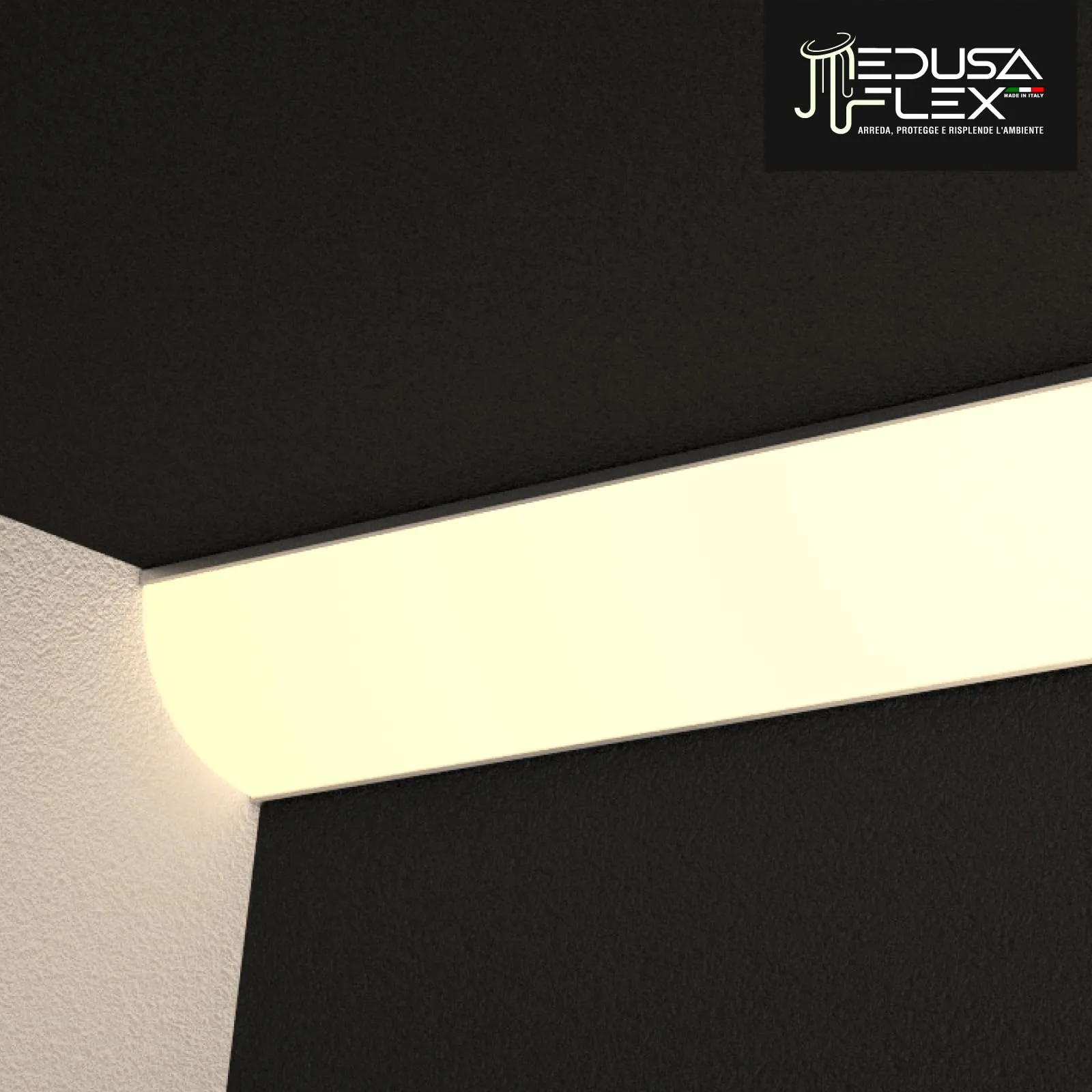 Eurocali Cover Angolare mod. Aurelia per Strisce LED Medusaflex, 2 Metri, Nera Fumé, Pacco da 5 - immagine 6