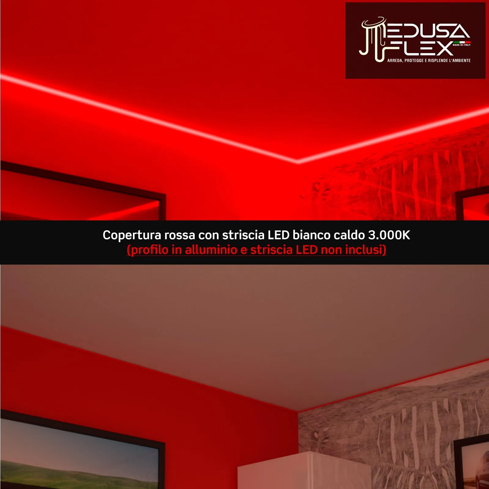 Eurocali Cover Angolare Profilo Alluminio per Strisce LED Medusaflex mod. Aurelia, 2 Metri, Rossa, Pacco da 2 - immagine 5