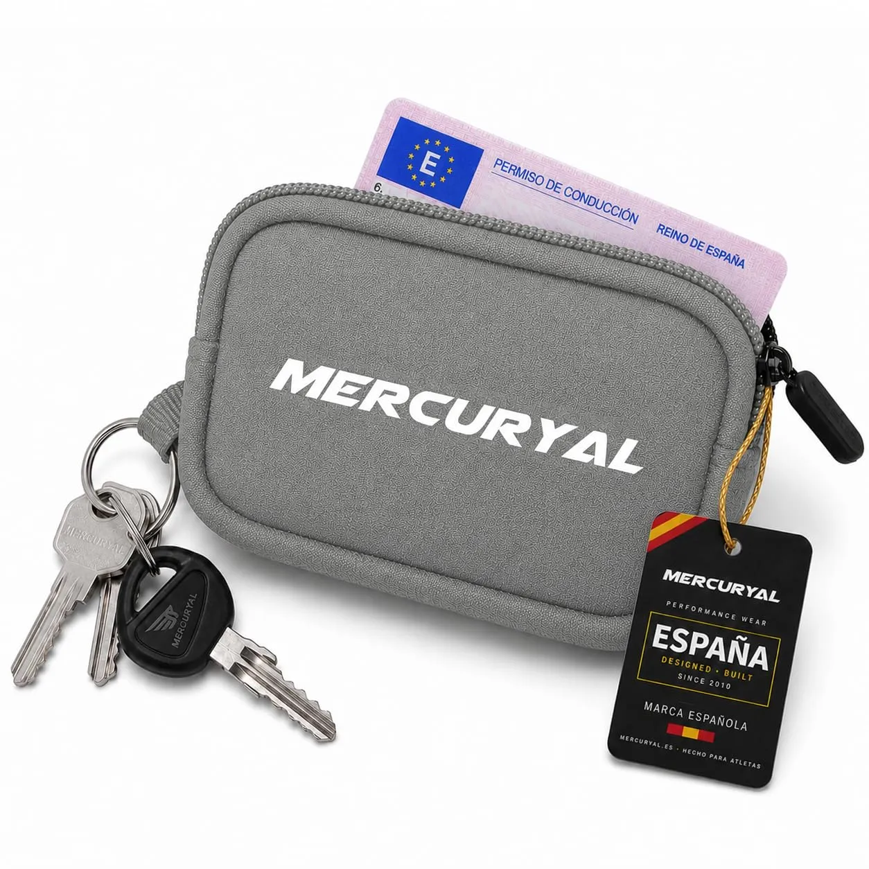 MERCURYAL Portachiavi Moto in Neoprene con Anello, Grigio - immagine 1
