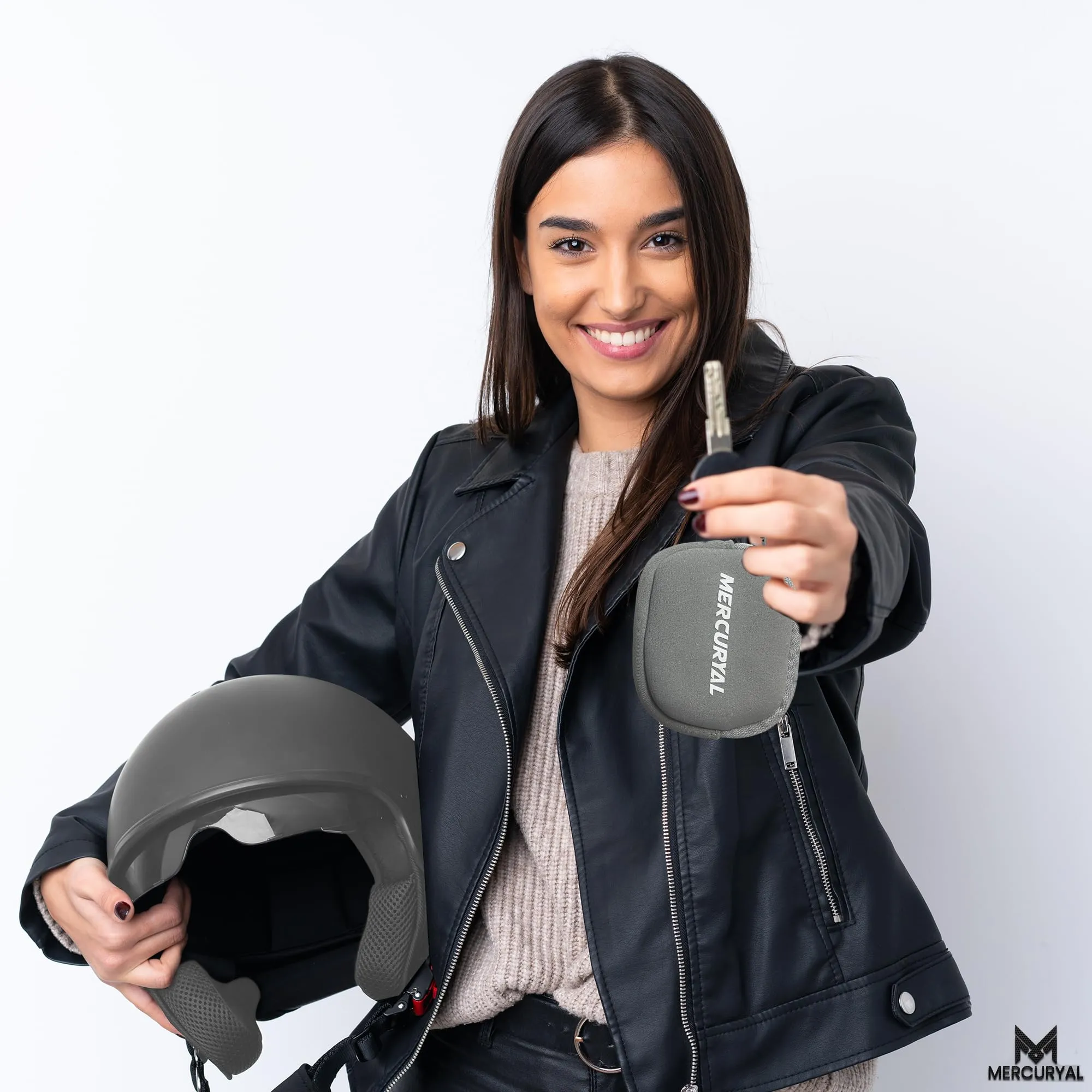 MERCURYAL Portachiavi Moto in Neoprene con Anello, Grigio - immagine 7