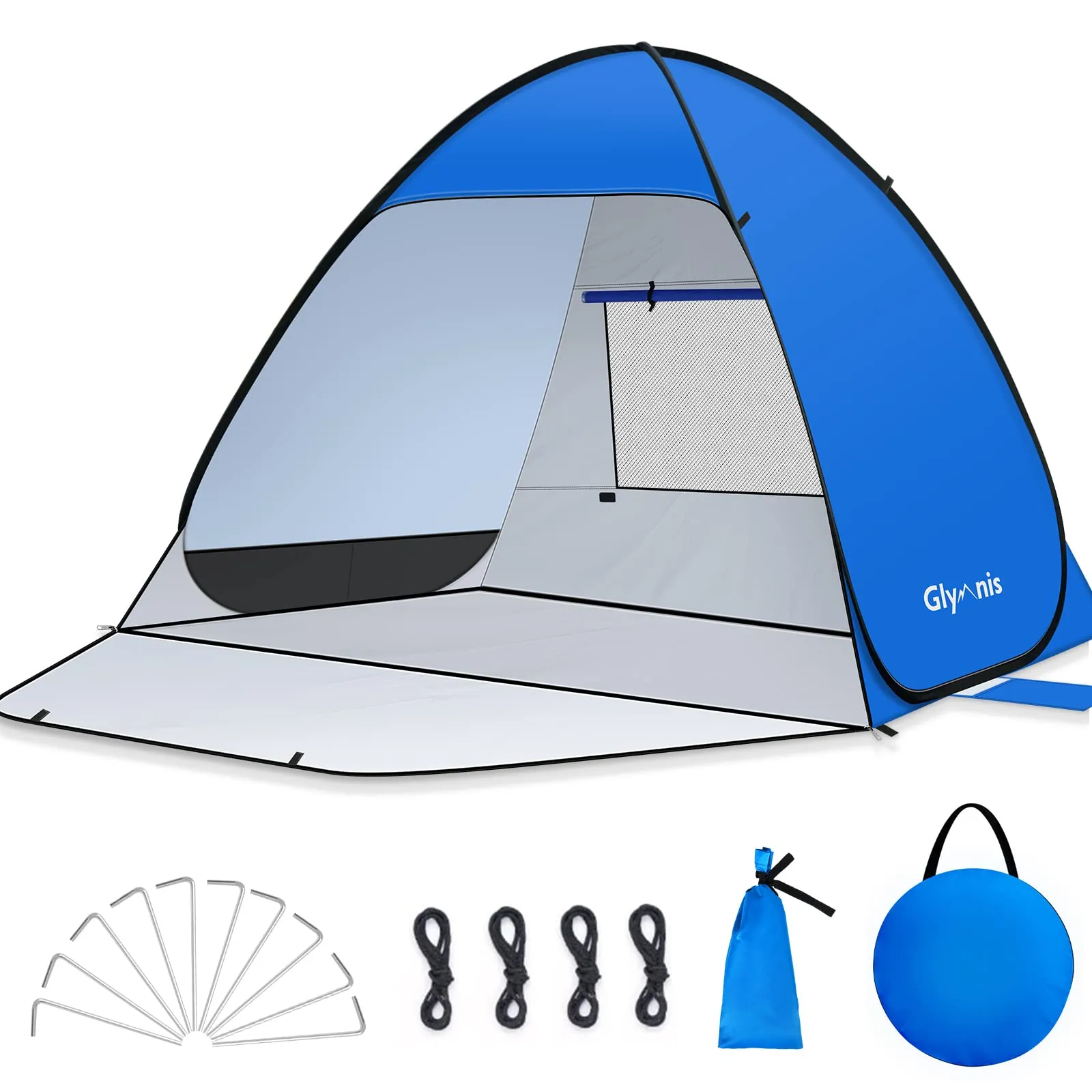 Glymnis Tenda da Spiaggia Pop-up con Cerniera, UPF 50+, 3-4 Persone - immagine 1