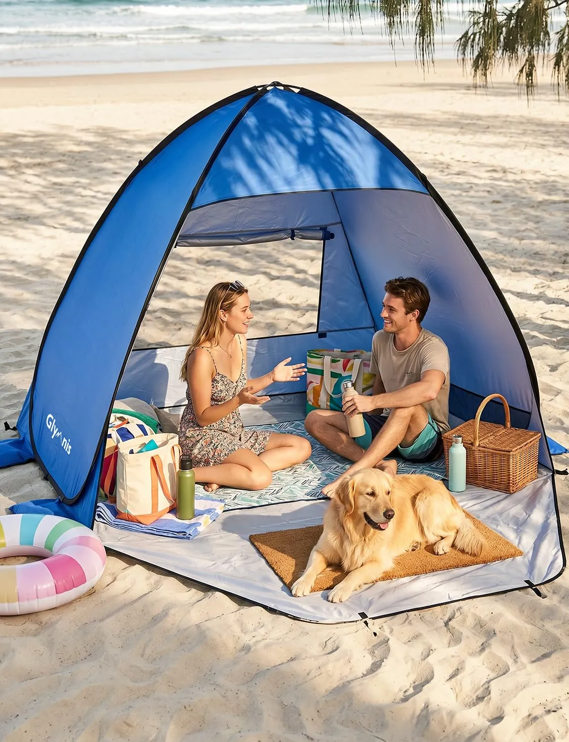 Glymnis Tenda da Spiaggia Pop-up con Cerniera, UPF 50+, 3-4 Persone - immagine 10