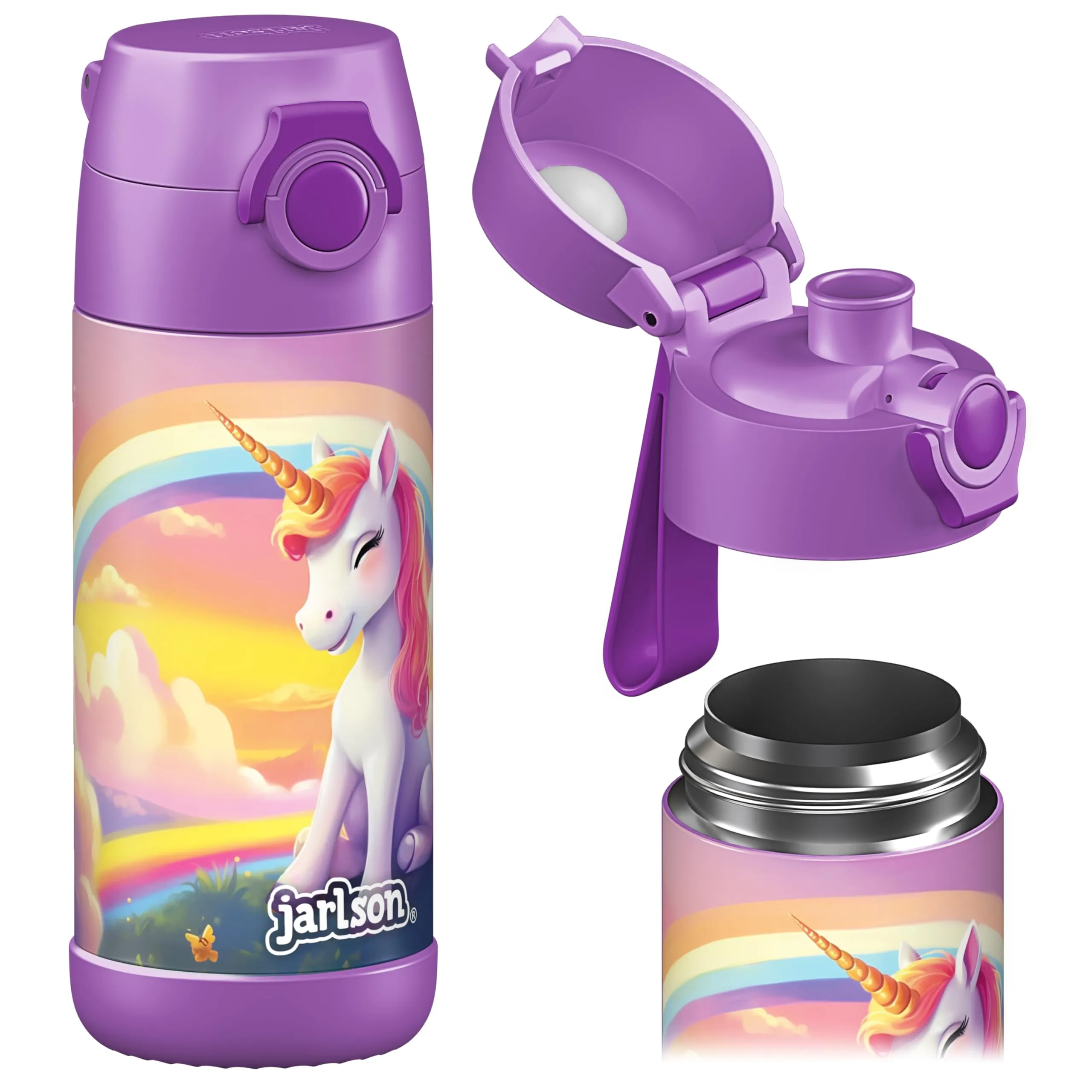 Jarlson Borraccia Termica Bambini Mali 350ml Acciaio Inox Unicorno 2.0 - immagine 1