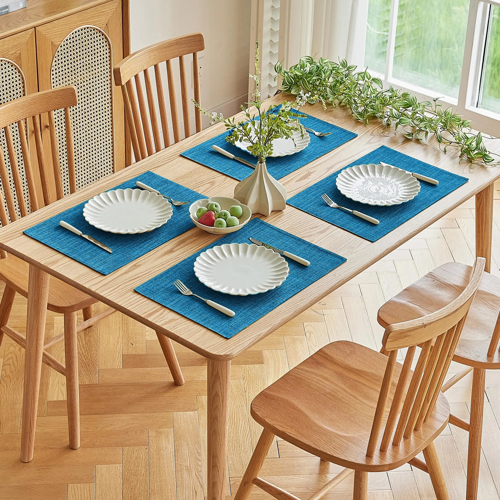 Softalker Set di 6 tovagliette in finto lino, 30 x 45 cm, azzurro cielo - immagine 7