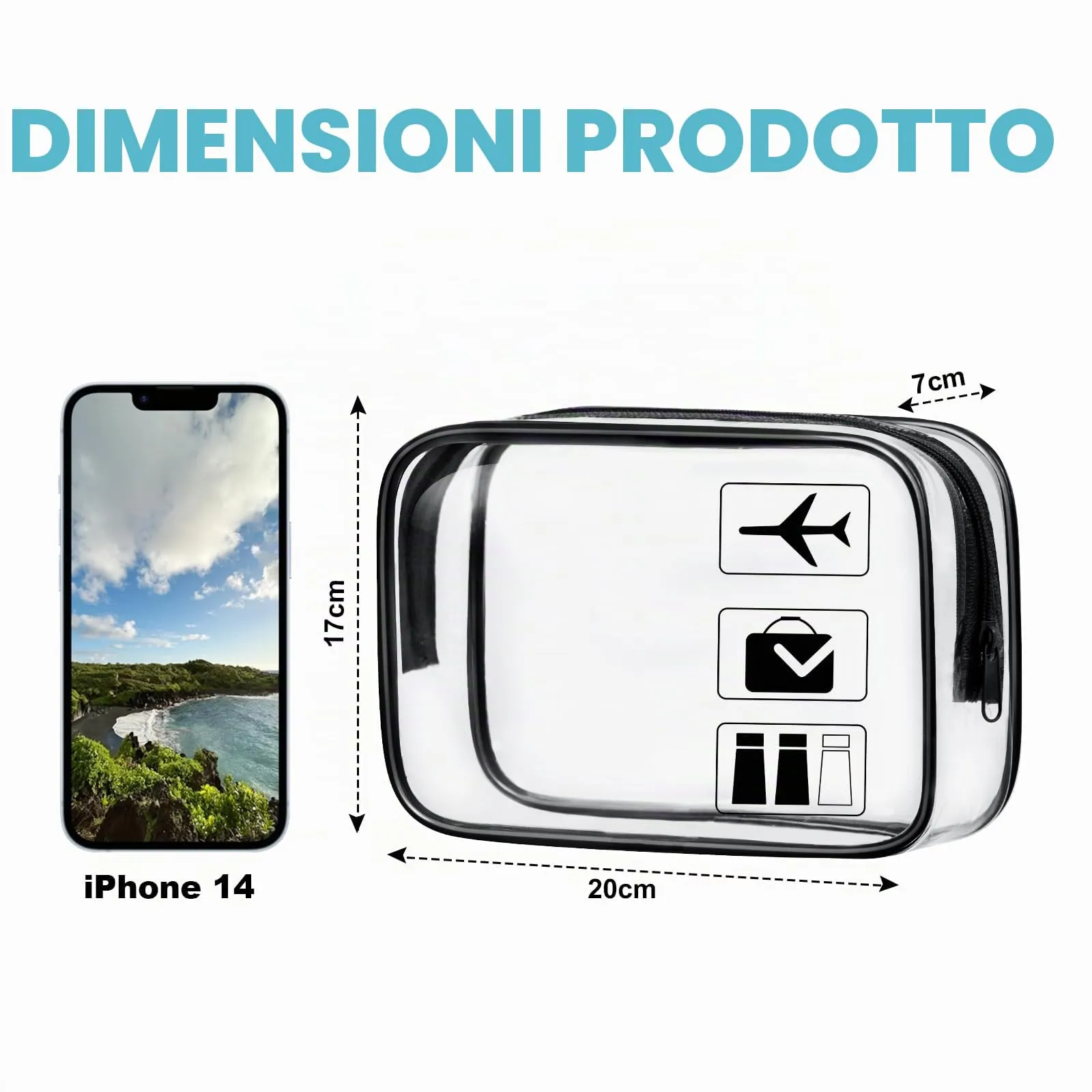 Aucuu Beauty Case Trasparente, Borsa da Toilettatura Impermeabile per Cosmetici e Viaggio - immagine 2