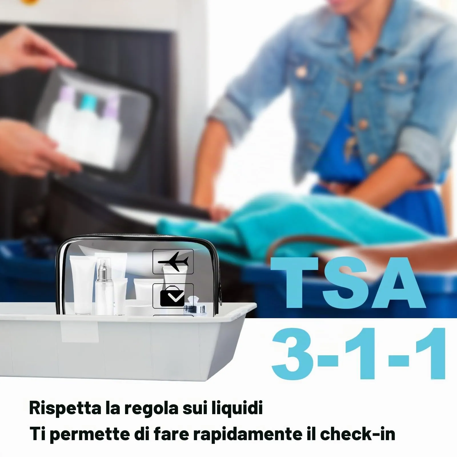 Aucuu Beauty Case Trasparente, Borsa da Toilettatura Impermeabile per Cosmetici e Viaggio - immagine 6