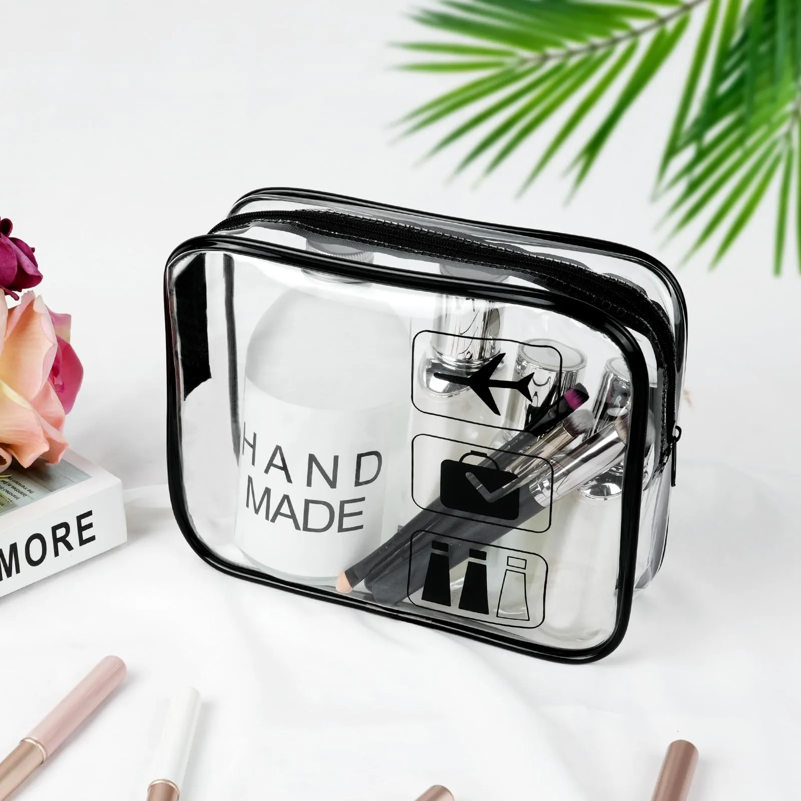Aucuu Beauty Case Trasparente, Borsa da Toilettatura Impermeabile per Cosmetici e Viaggio - immagine 7