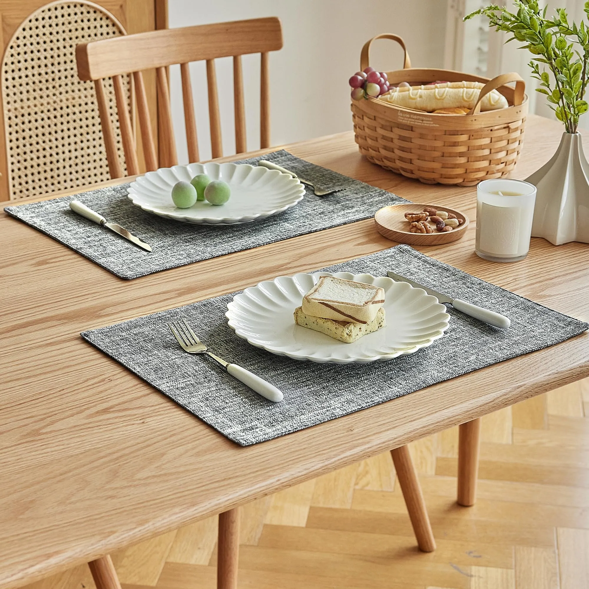 Softalker Tovagliette in finto lino, 30,5 x 45,7 cm, grigio cenere, set da 8 pezzi - immagine 2