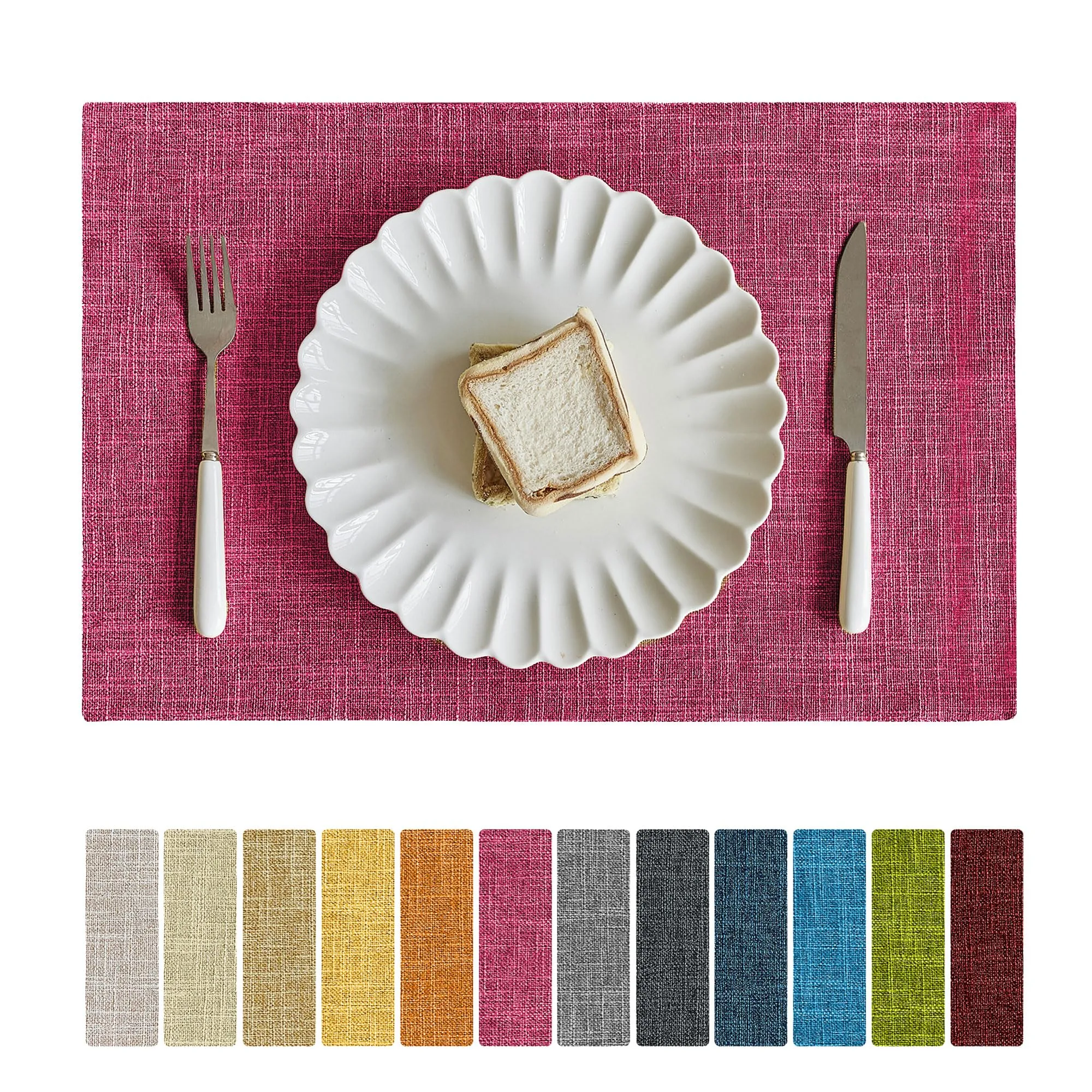 Softalker Tovagliette in finto lino, set da 8, 30 x 45 cm, resistenti al calore, doppio strato, lavabili - immagine 1