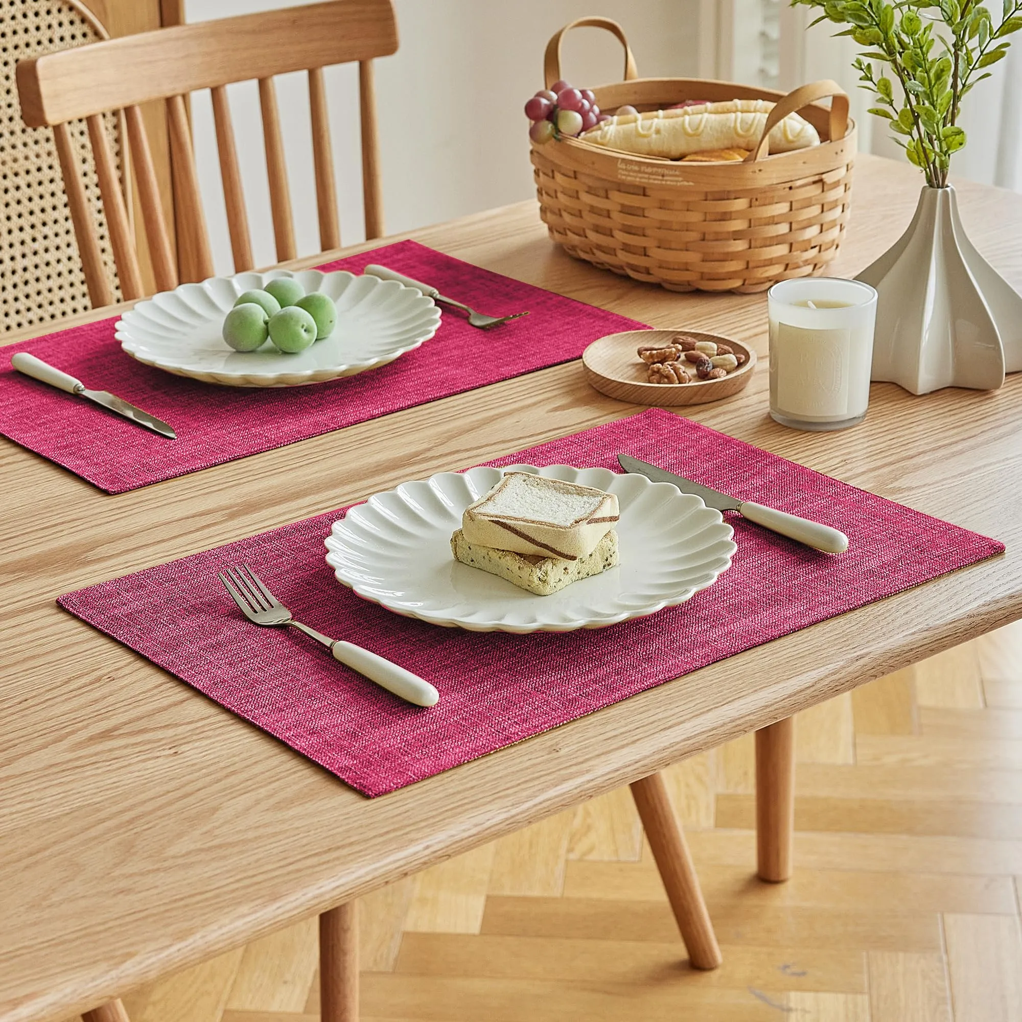 Softalker Tovagliette in finto lino, set da 8, 30 x 45 cm, resistenti al calore, doppio strato, lavabili - immagine 2