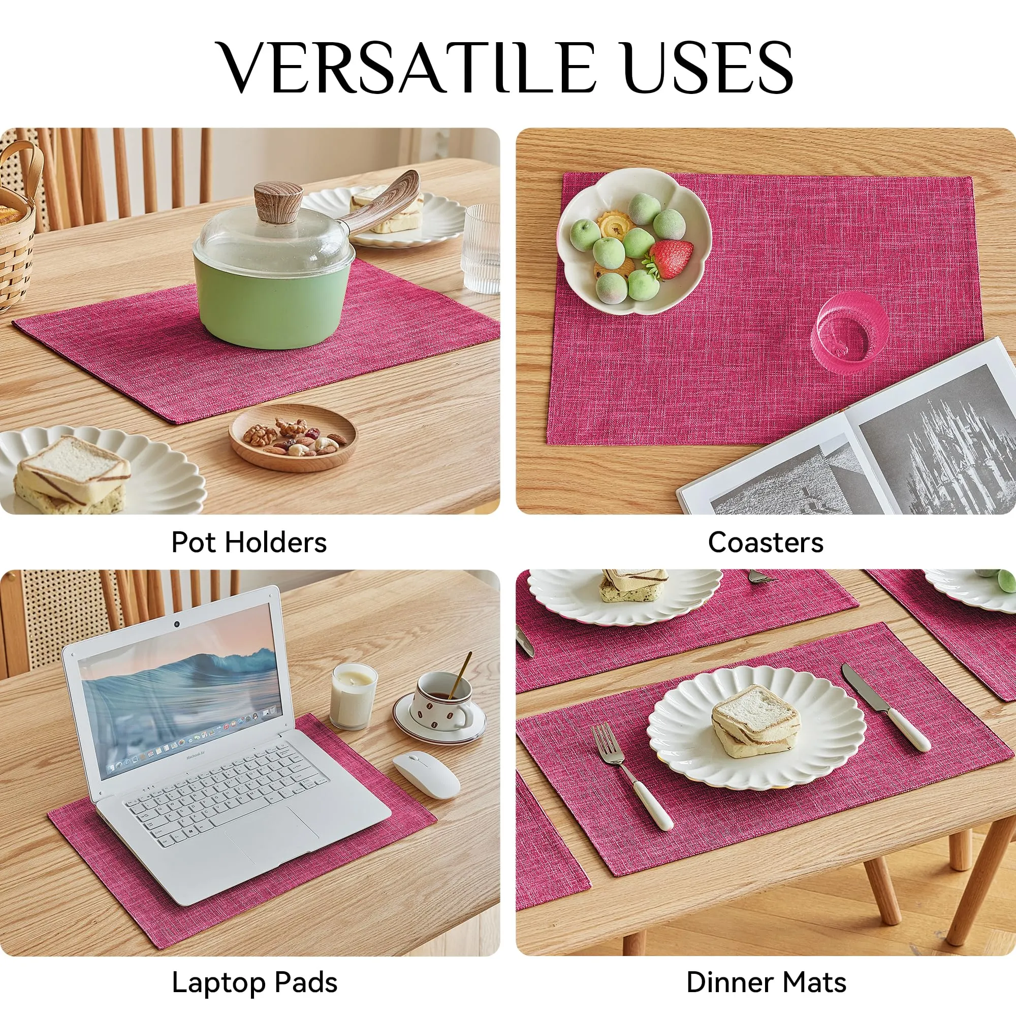 Softalker Tovagliette in finto lino, set da 8, 30 x 45 cm, resistenti al calore, doppio strato, lavabili - immagine 5