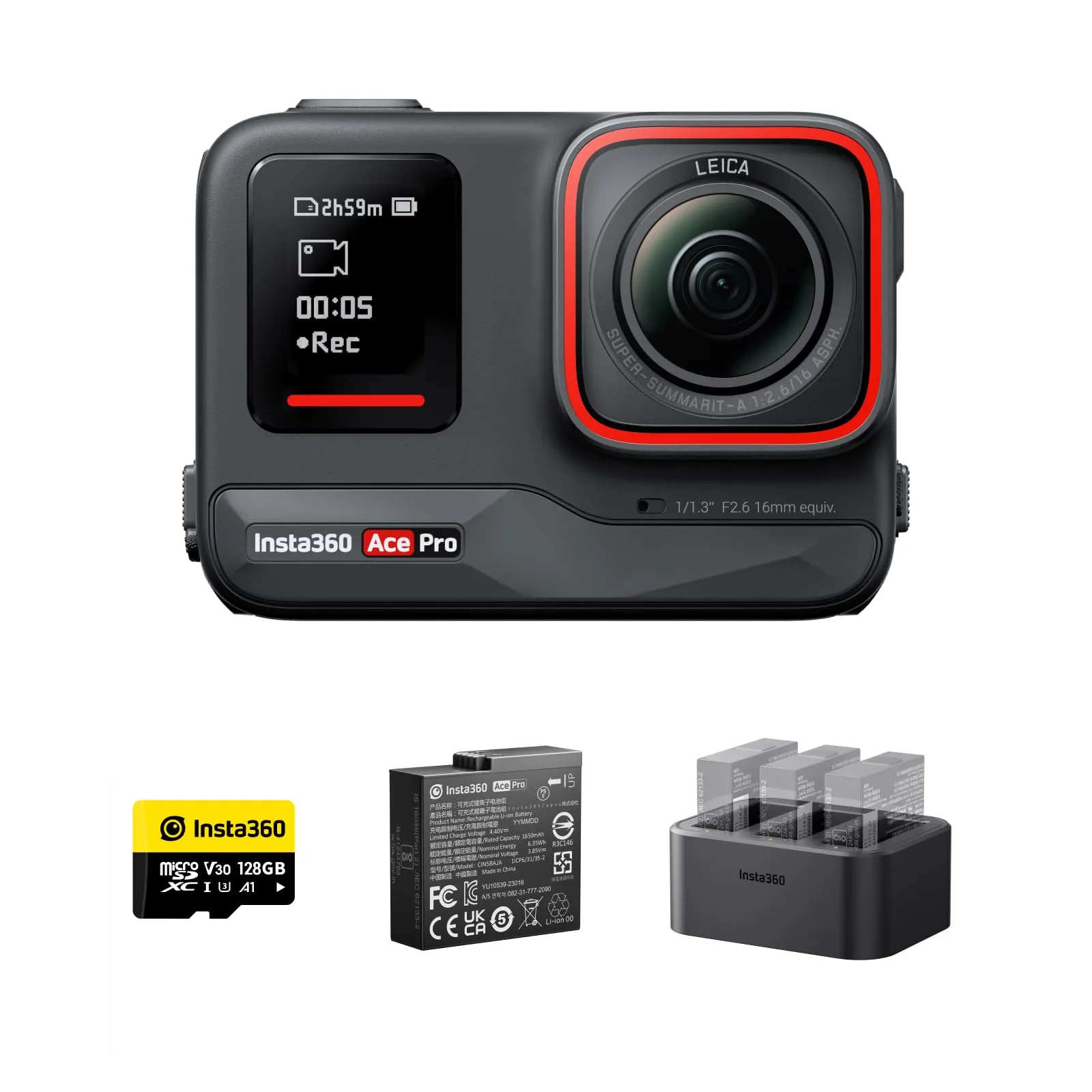 Insta360 Ace Pro Pack Endurance, Action Cam impermeabile Co-disegnata con Leica, Sensore 1/1.3", 4K120fps, Schermo orientabile 2,4" - immagine 1