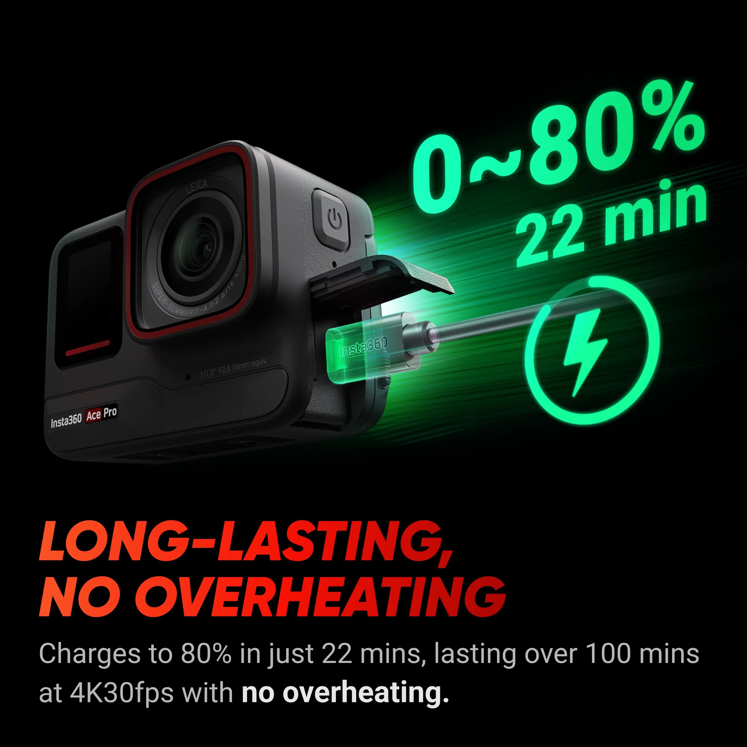 Insta360 Ace Pro Pack Endurance, Action Cam impermeabile Co-disegnata con Leica, Sensore 1/1.3", 4K120fps, Schermo orientabile 2,4" - immagine 8