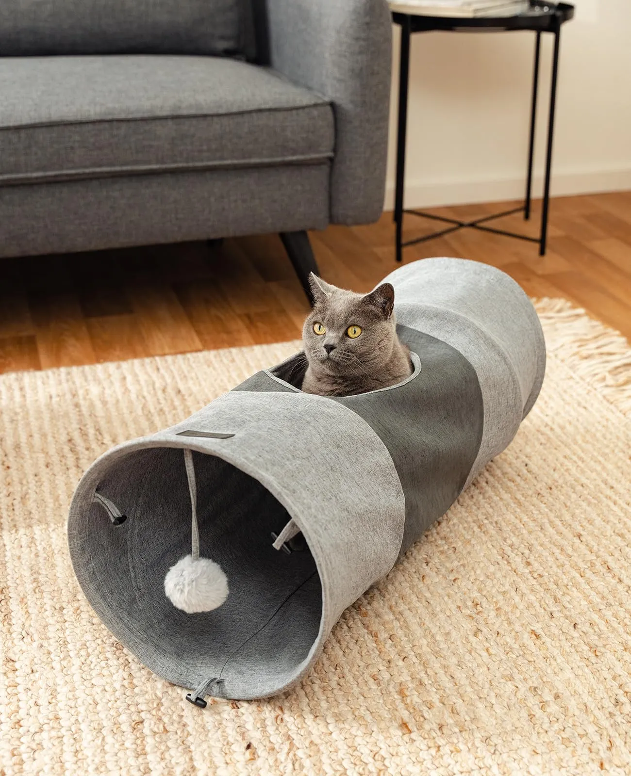lionto Tunnel per Gatti con Pallina, Pieghevole ed Espandibile, 30x70 cm - immagine 2