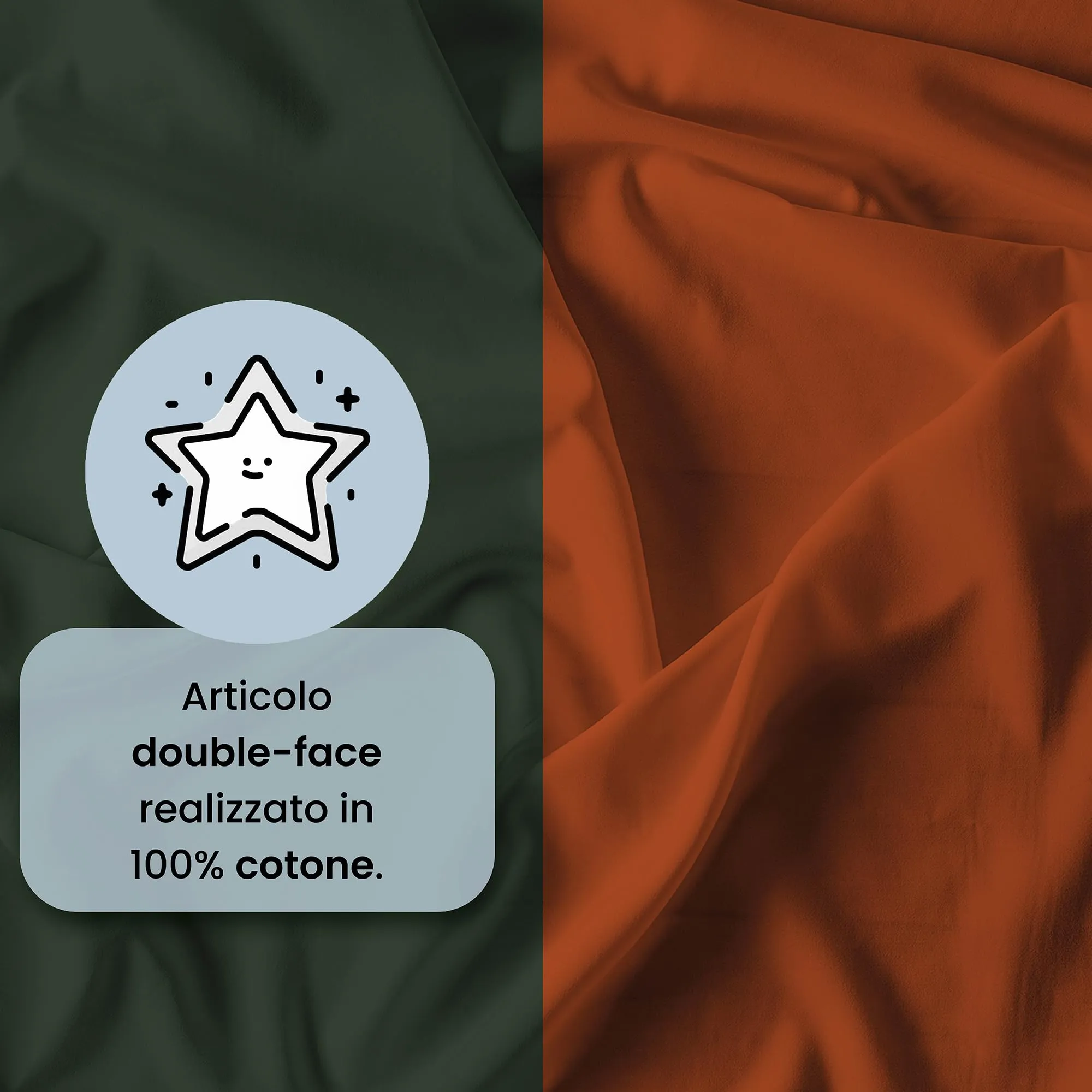 Italian Bed Linen Set Copripiumino 100% Cotone, Matrimoniale 250x200 cm, Verde Oliva/Terra - immagine 3