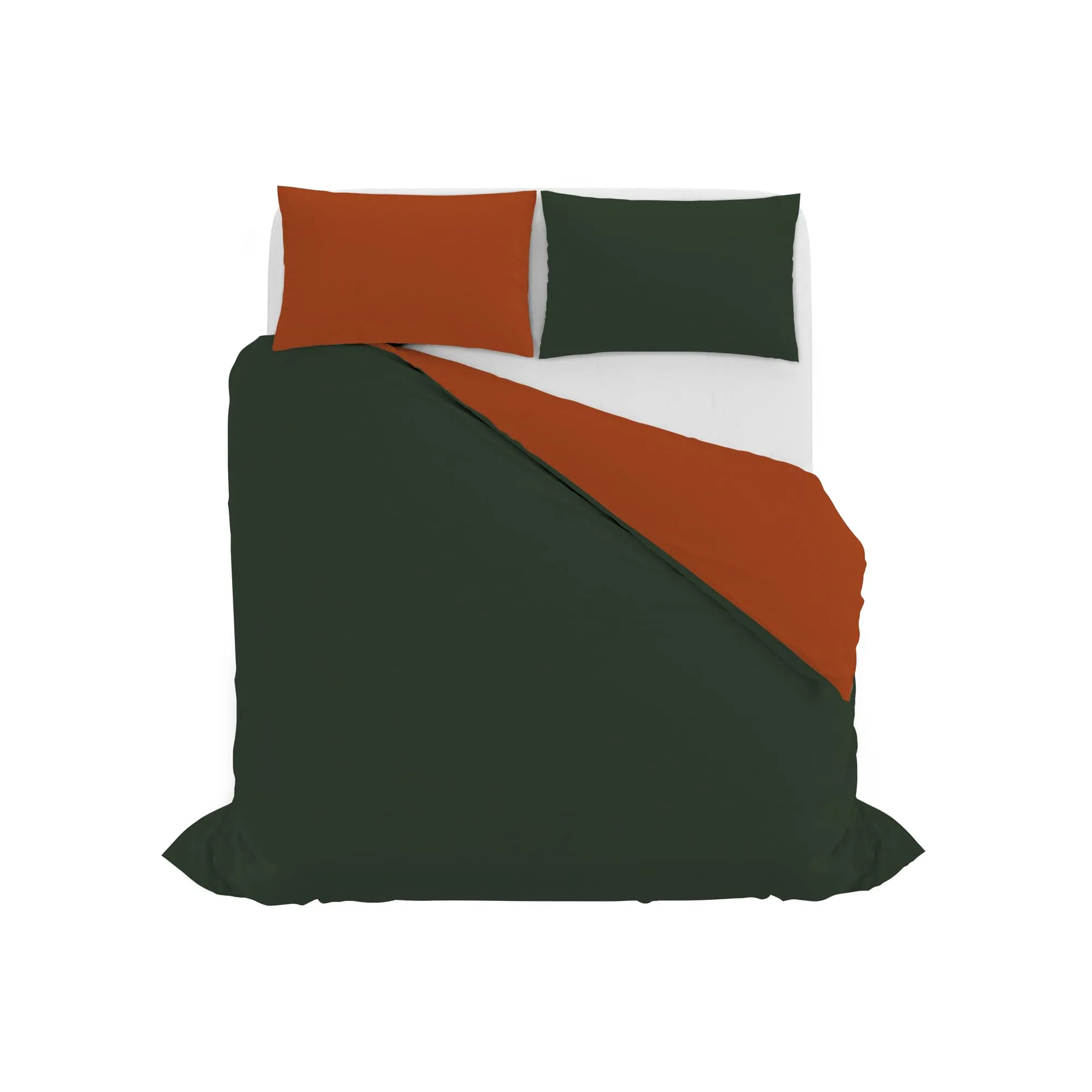 Italian Bed Linen Set Copripiumino 100% Cotone, Matrimoniale 250x200 cm, Verde Oliva/Terra - immagine 10