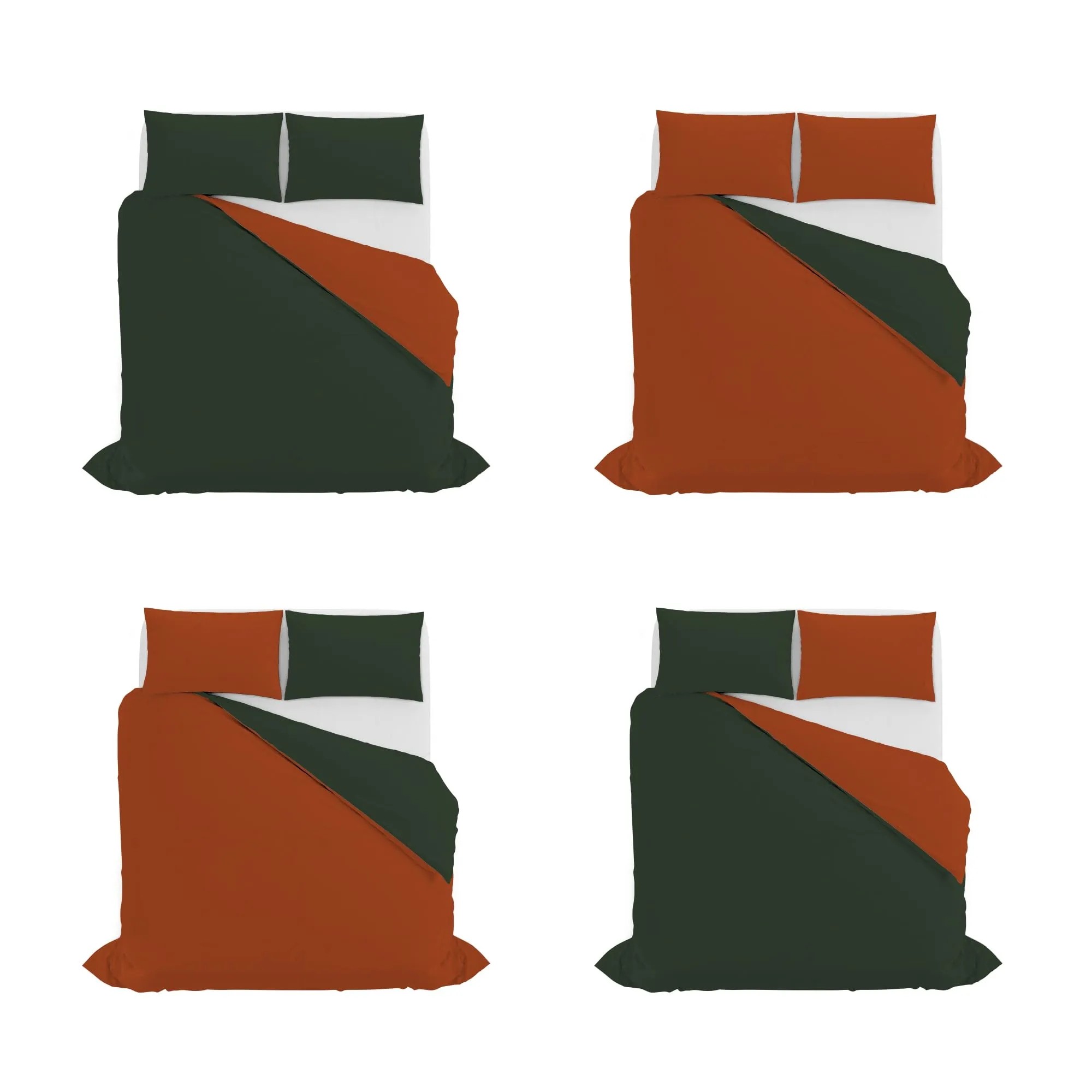 Italian Bed Linen Set Copripiumino 100% Cotone, Matrimoniale 250x200 cm, Verde Oliva/Terra - immagine 11