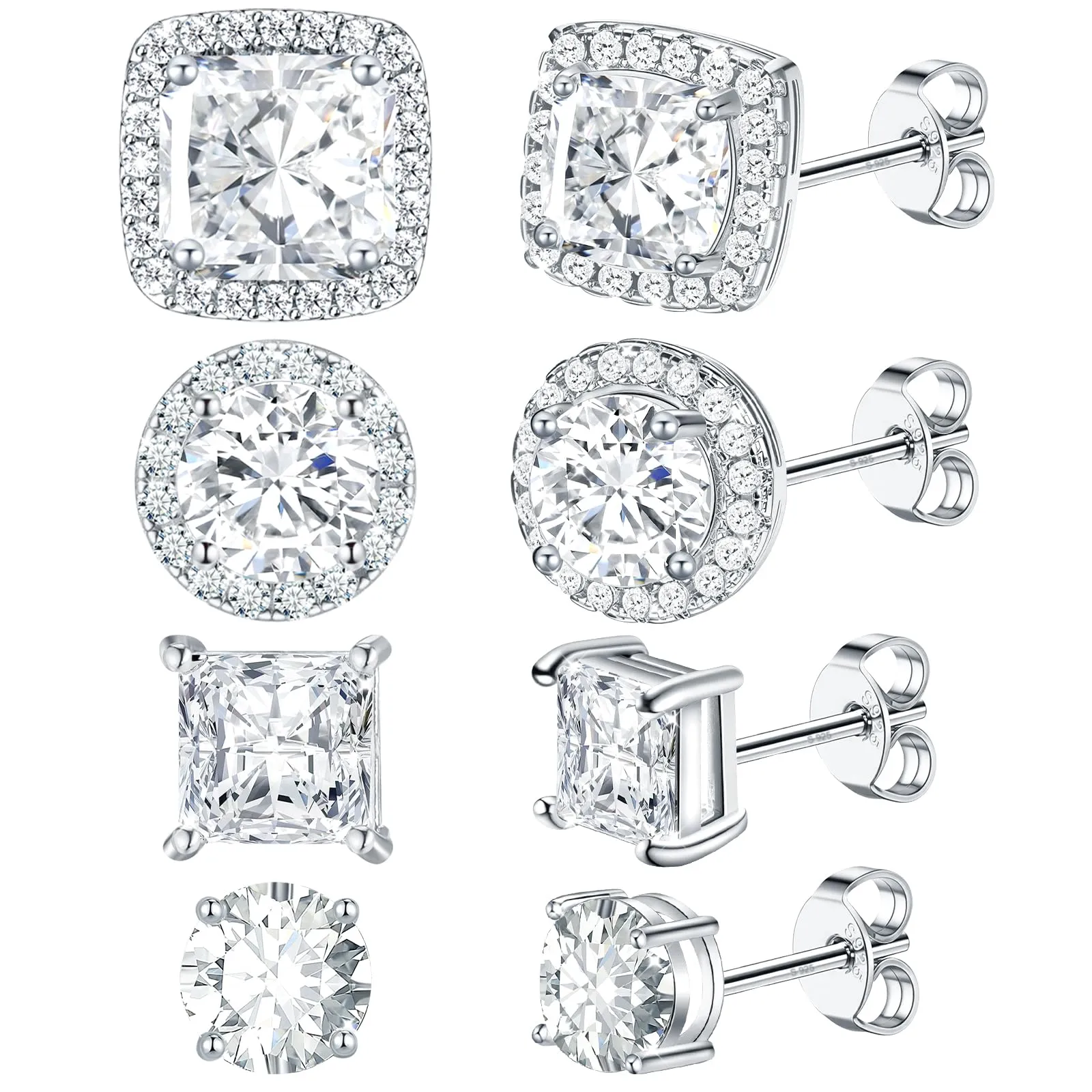 J.Fée Set di 4 Paia di Orecchini Punto Luce in Argento 925 per Donna e Uomo - immagine 1