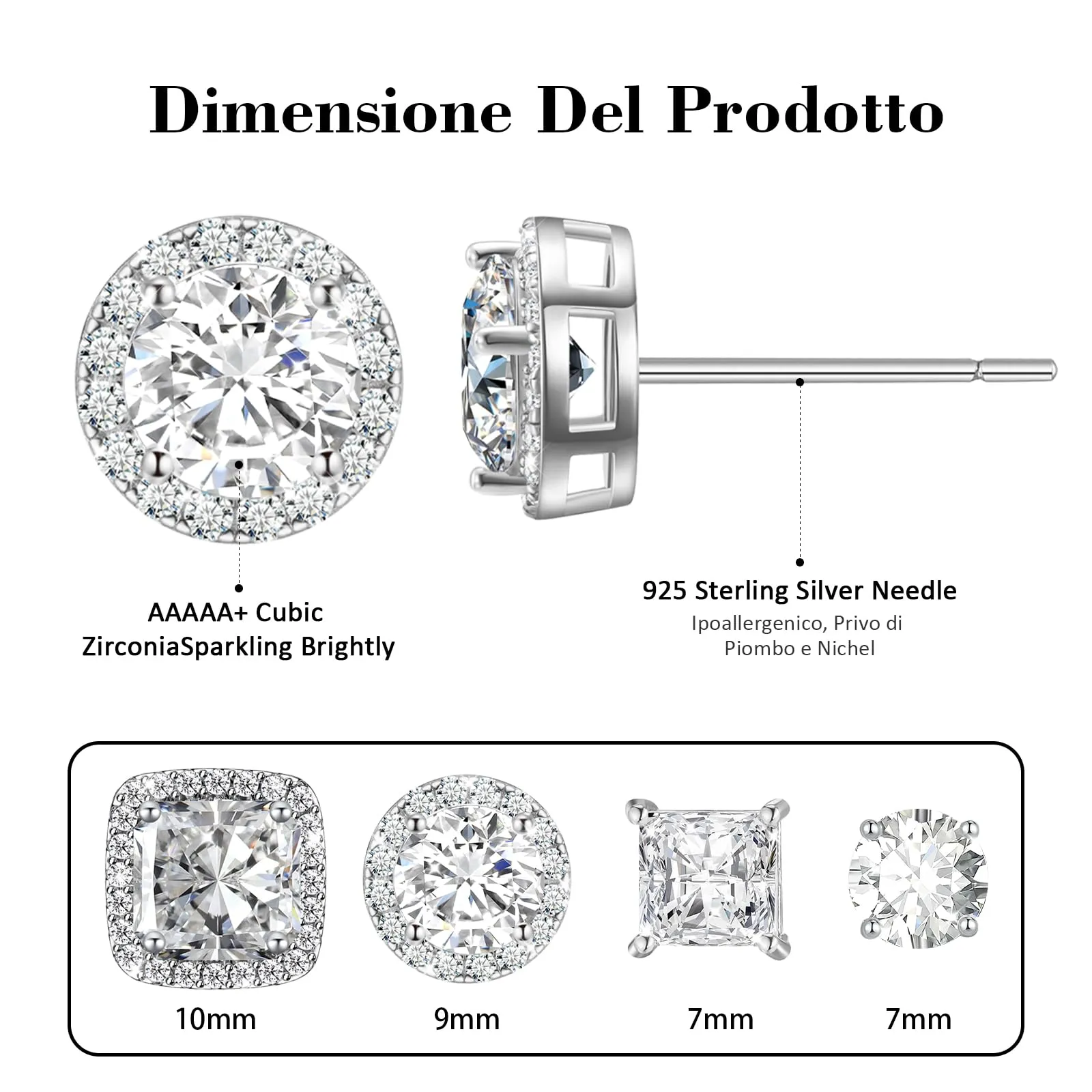 J.Fée Set di 4 Paia di Orecchini Punto Luce in Argento 925 per Donna e Uomo - immagine 2