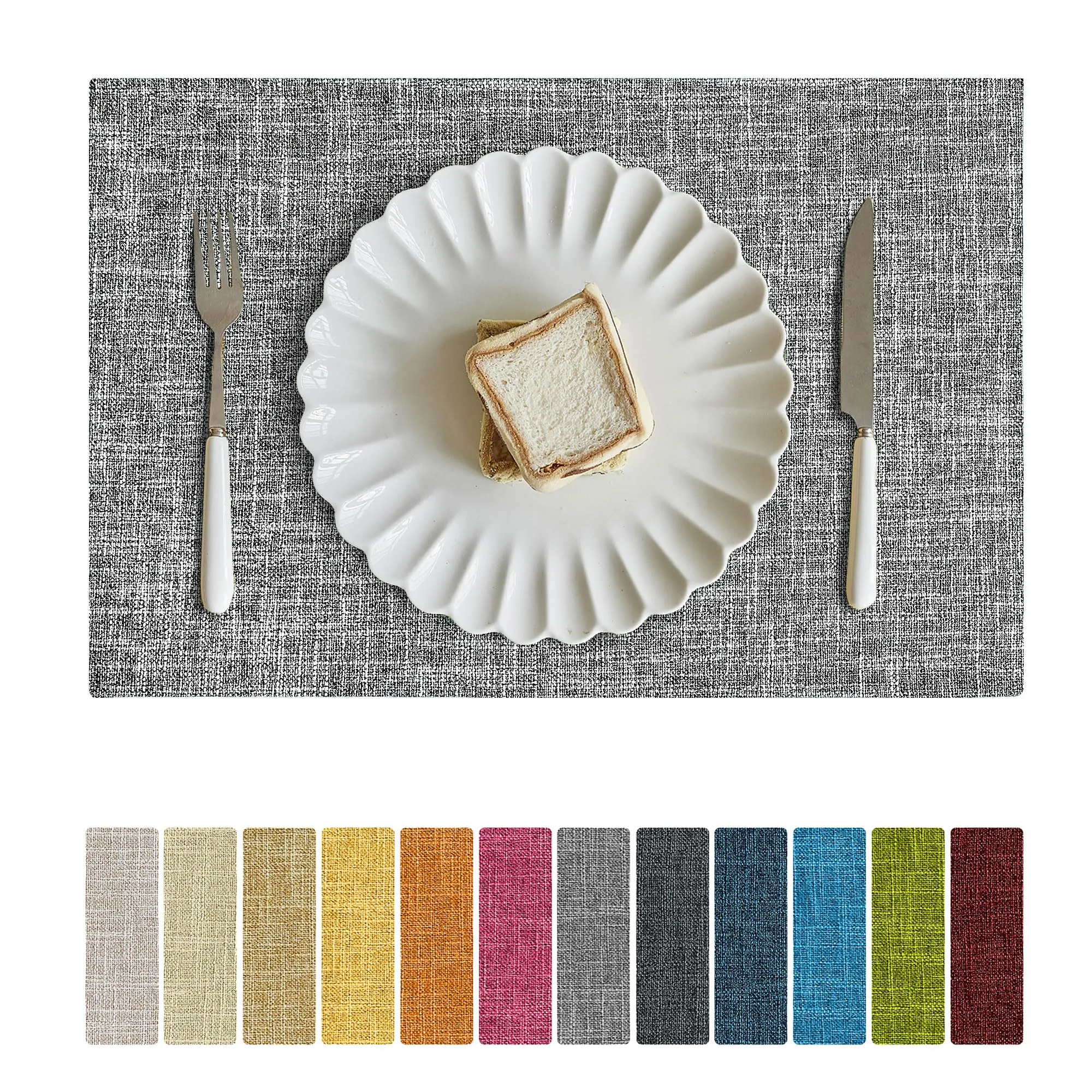 Softalker Tovagliette in finto lino, set di 4, 30,5 x 45,7 cm, Grigio Cenere - immagine 1