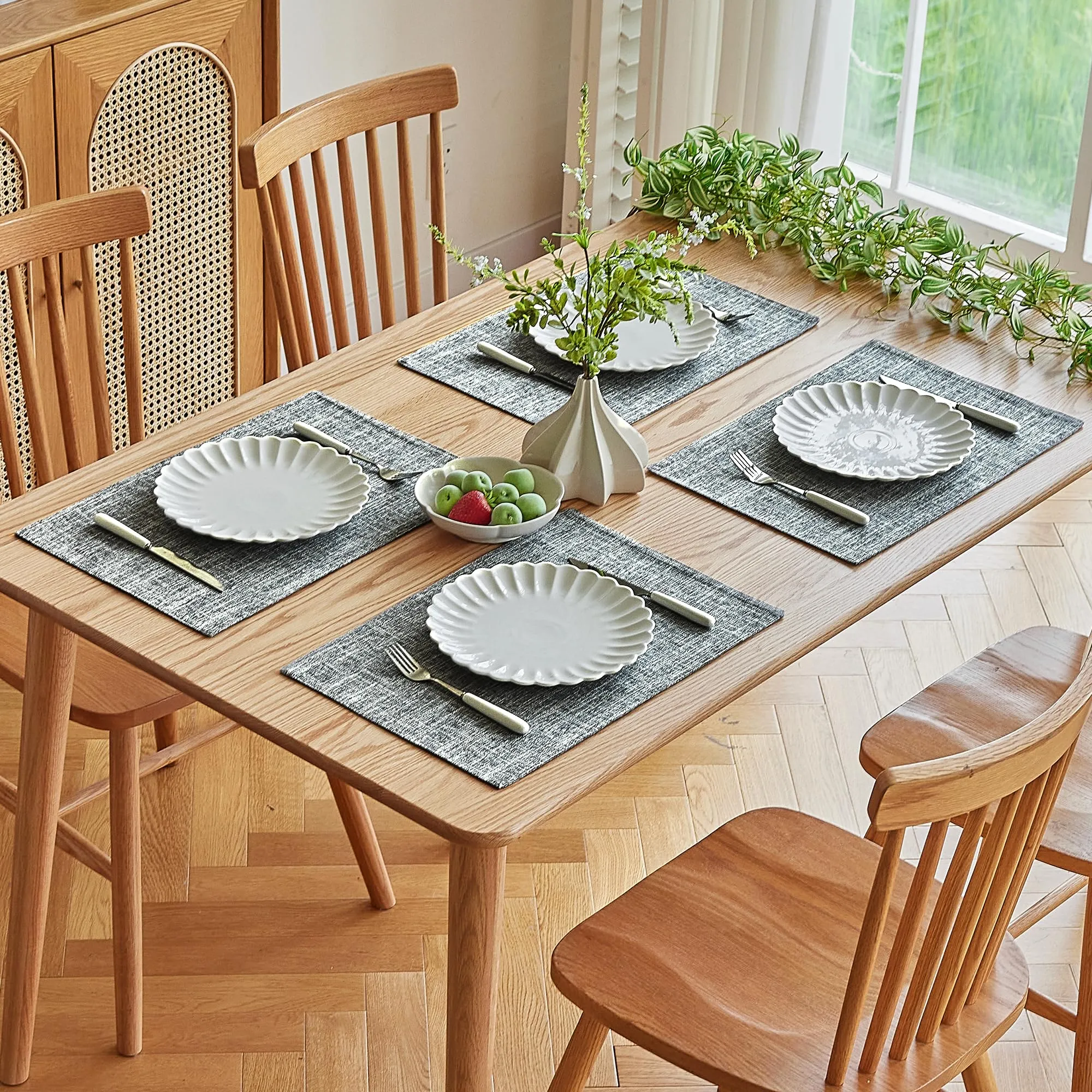 Softalker Tovagliette in finto lino, set di 4, 30,5 x 45,7 cm, Grigio Cenere - immagine 7