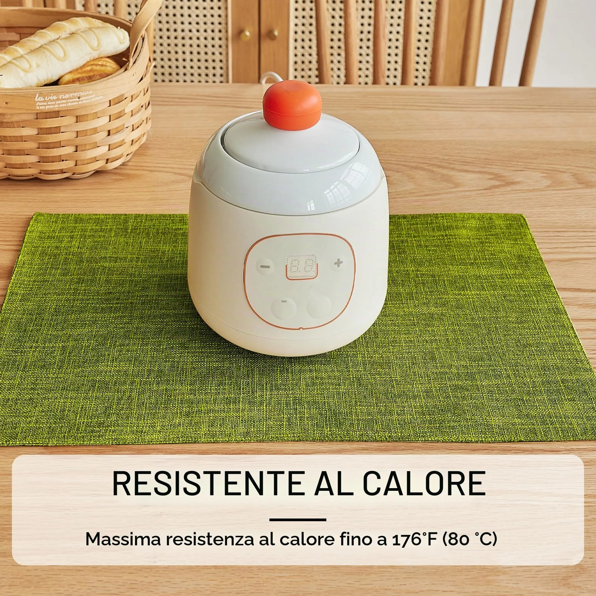 Softalker Set di 8 tovagliette in finto lino, 30 x 45 cm, verde lime - immagine 3