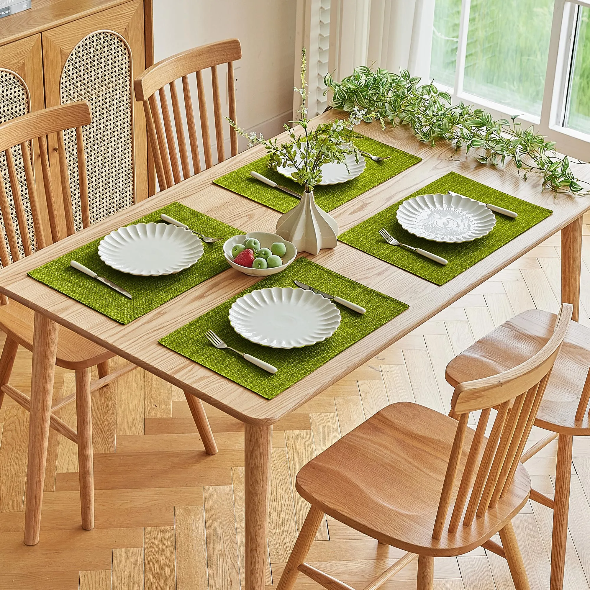Softalker Set di 8 tovagliette in finto lino, 30 x 45 cm, verde lime - immagine 7