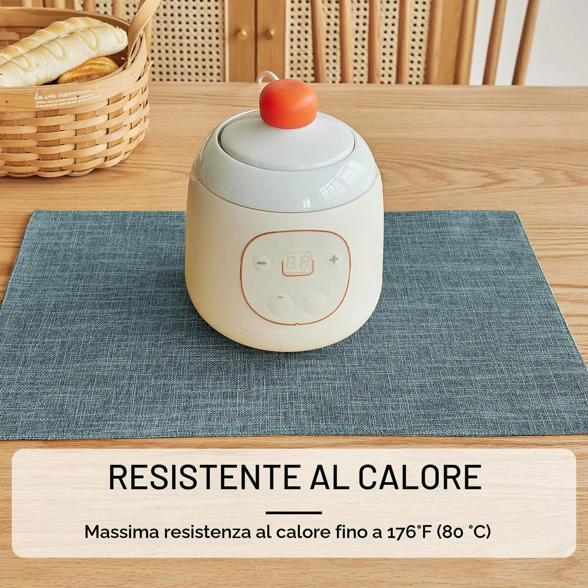 Softalker Set di 8 tovagliette in finta lino, 30 x 45 cm, blu chiaro - immagine 3