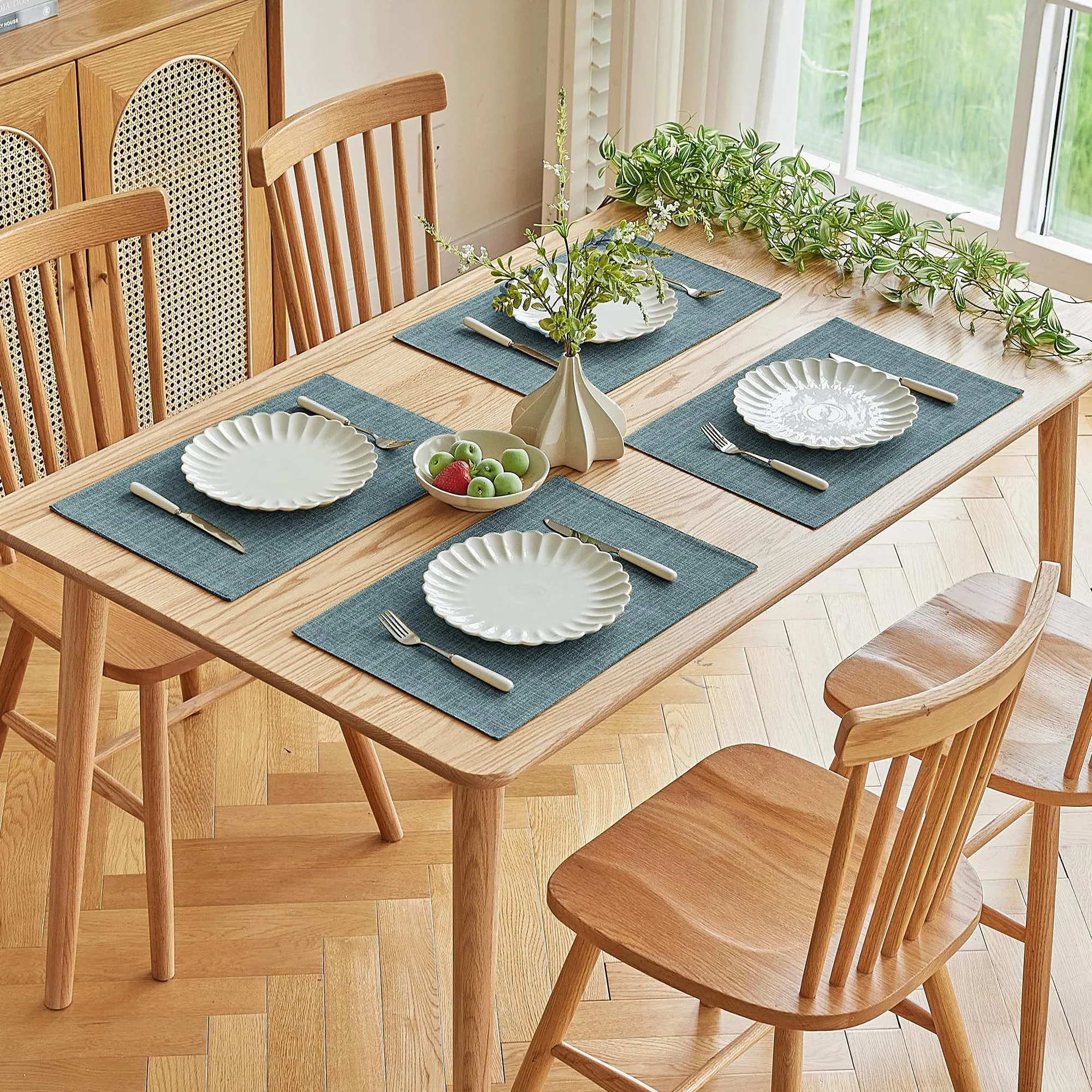 Softalker Set di 6 tovagliette in finto lino, 30,5 x 45,7 cm, azzurro - immagine 7