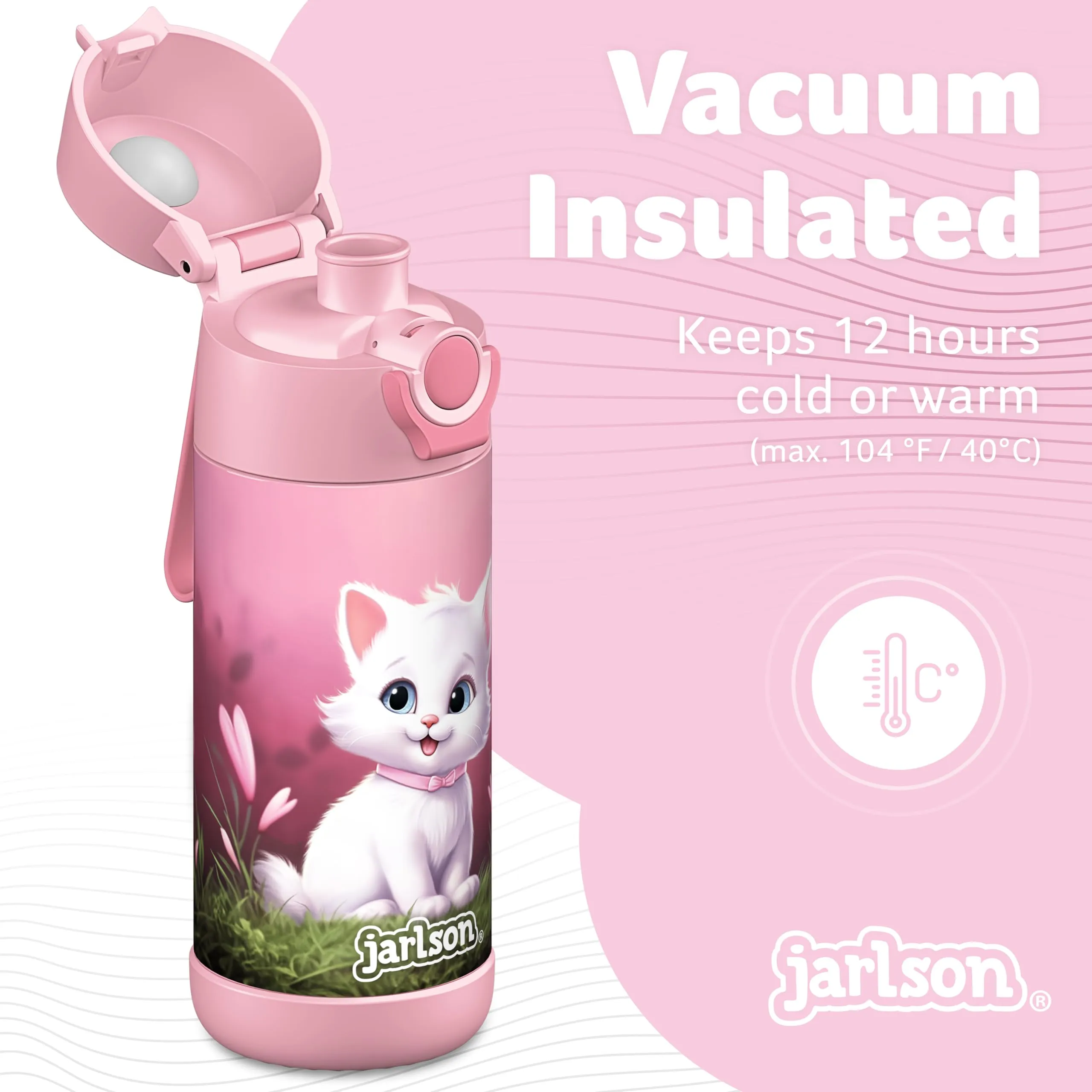 Jarlson Borraccia Termica Bambini Mali 350ml Acciaio Inox - Gatto 2.0 - immagine 2